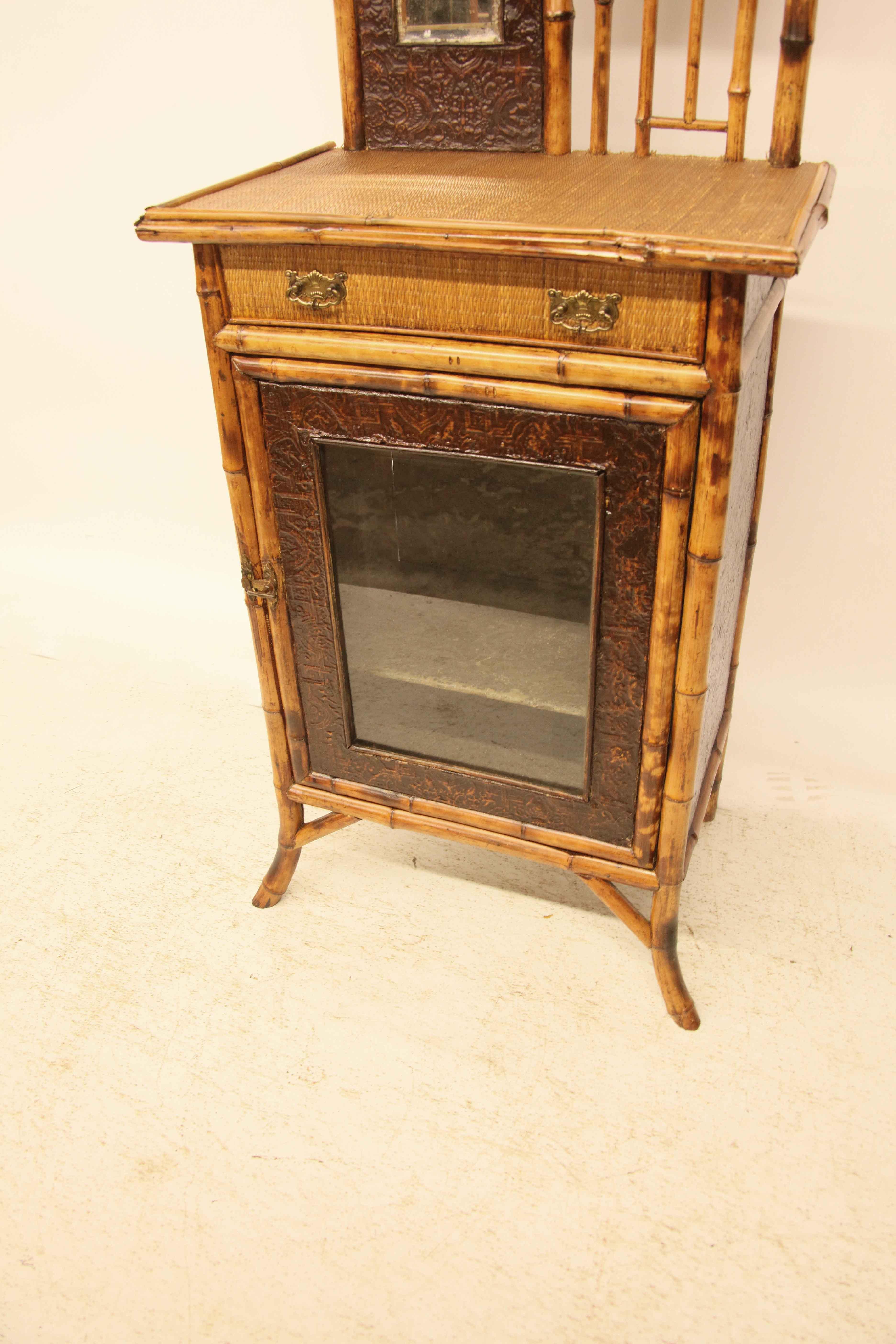 Late 19th Century Bamboo Glass Door Cabinet For Sale