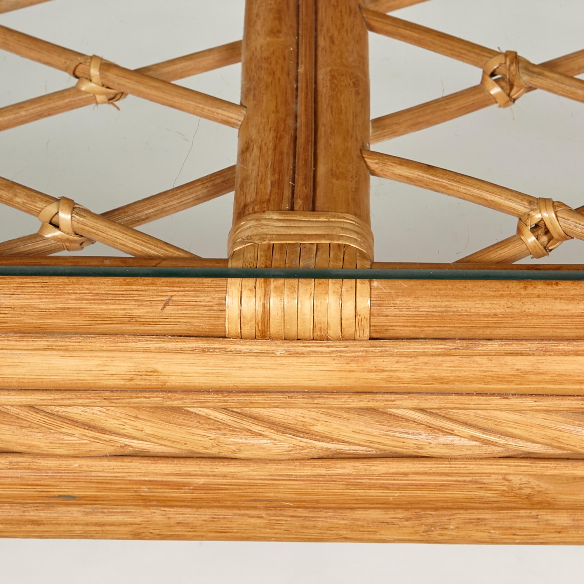 vintage bamboo coffee table with glass top