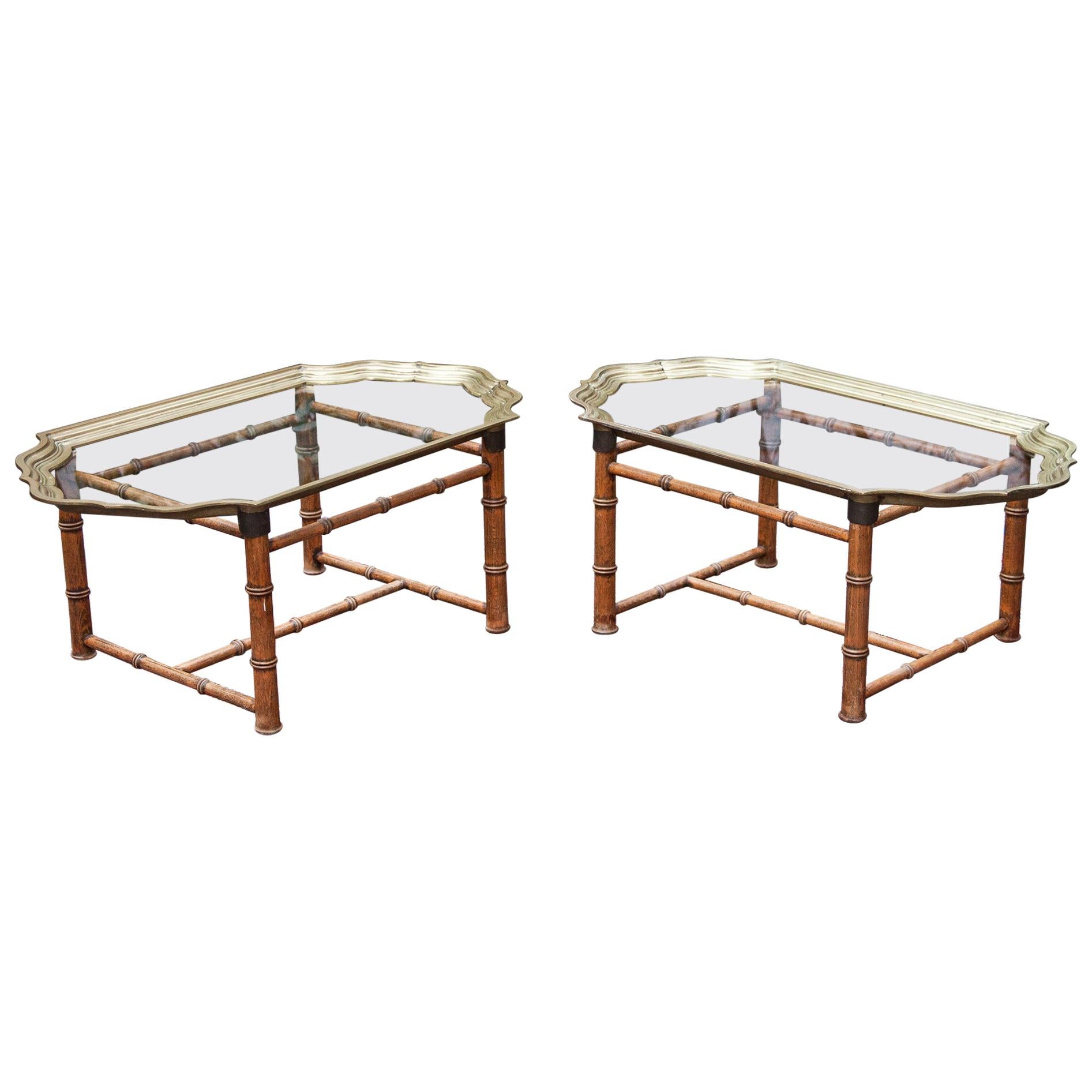 Bamboo Glass Tray Coffee Table, France, 1970s