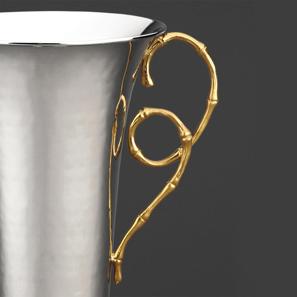 Contemporary Bamboo Gold-Plated Vase 24-Karat