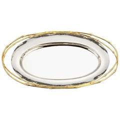 Gold-Tablett aus Bambus, vergoldet, 24 Karat