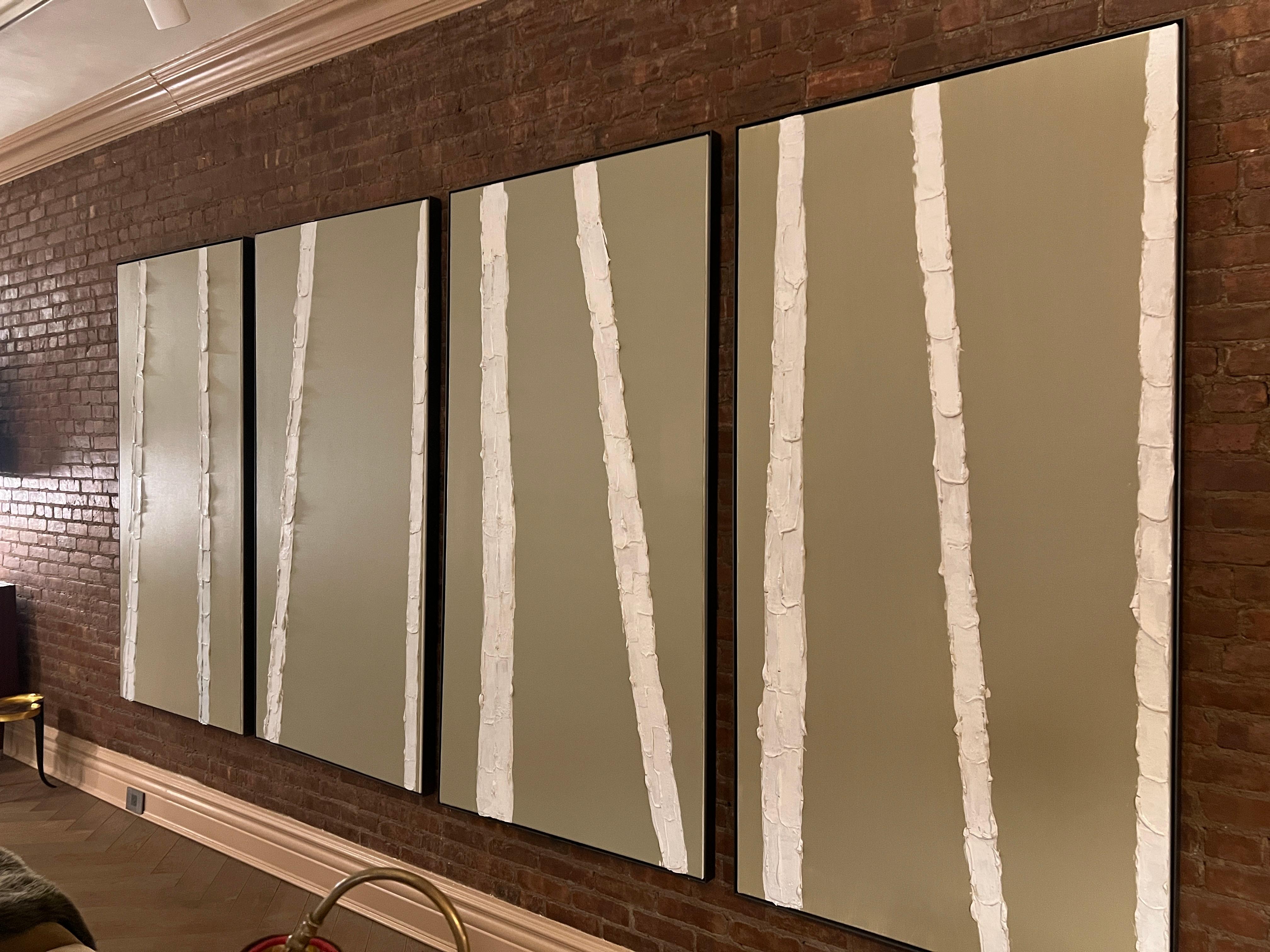 Four large, original, oil paintings by Christopher Noto. Sold as a set of four at the Elan Atelier NYC showroom.

Four canvases stretched on wooden stretchers, with floating frames.

36.75