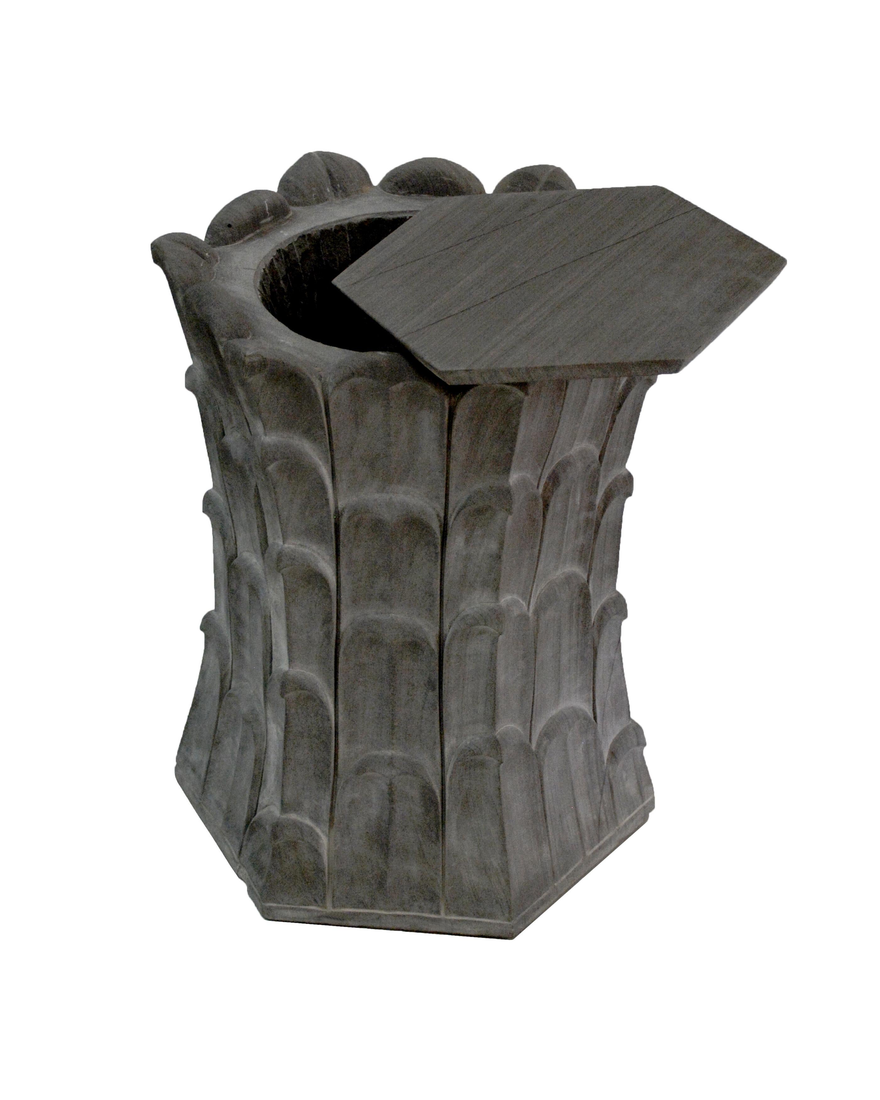 Hand-Carved Bamboo Grove Side Table Handcrafted in India By Stephanie Odegard For Sale