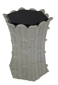 Bamboo Grove Marble Side Table Handcrafted in India By Stephanie Odegard