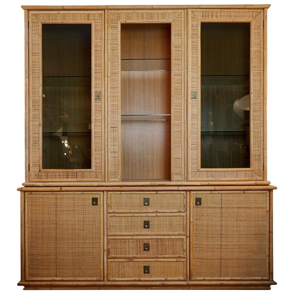 Bamboo High Sideboard with Display Top