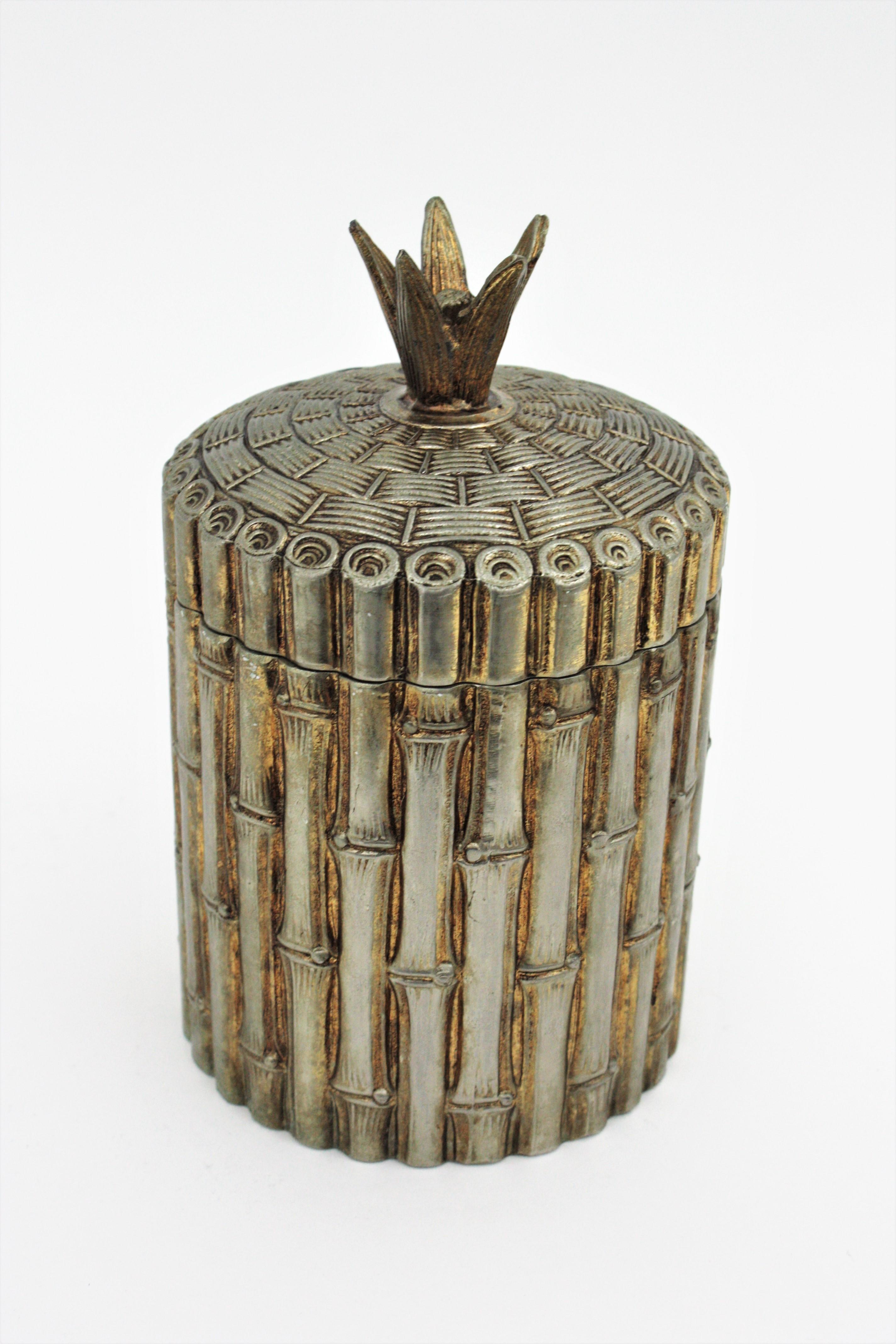 Bamboo Ice Bucket Wine Cooler by Mauro Manetti, Italy, 1960s 3