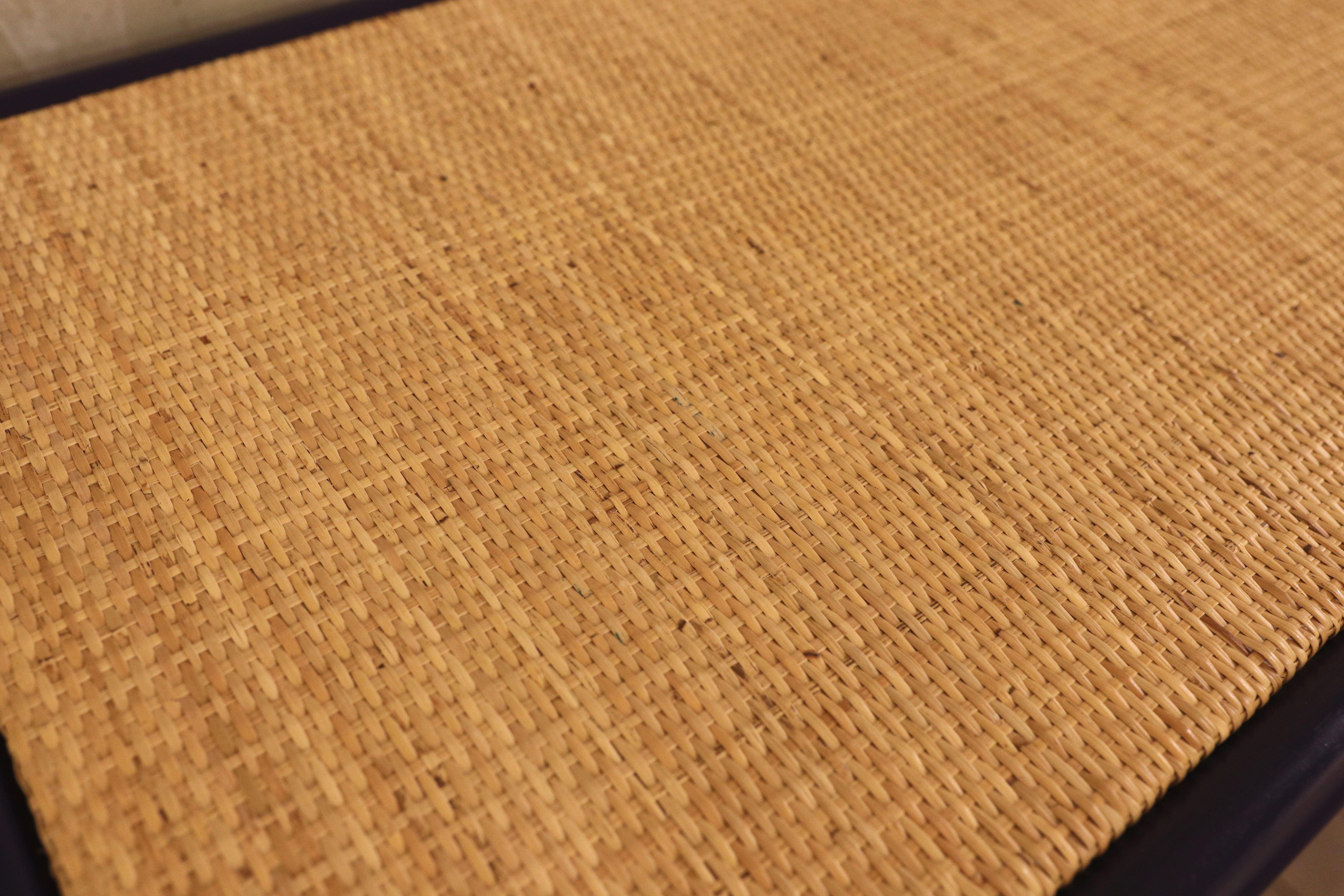 Bamboo Imitation Wood Console with Raffia Top and Sides For Sale 7