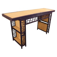 Bamboo Imitation Wood Console with Raffia Top and Sides