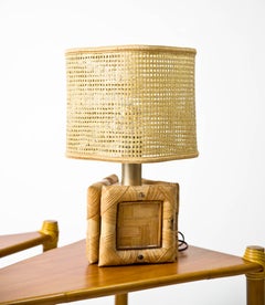Lampes de table italiennes en bambou circa 1970