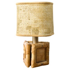 Vintage Bamboo Italian Table Lamps circa 1970s