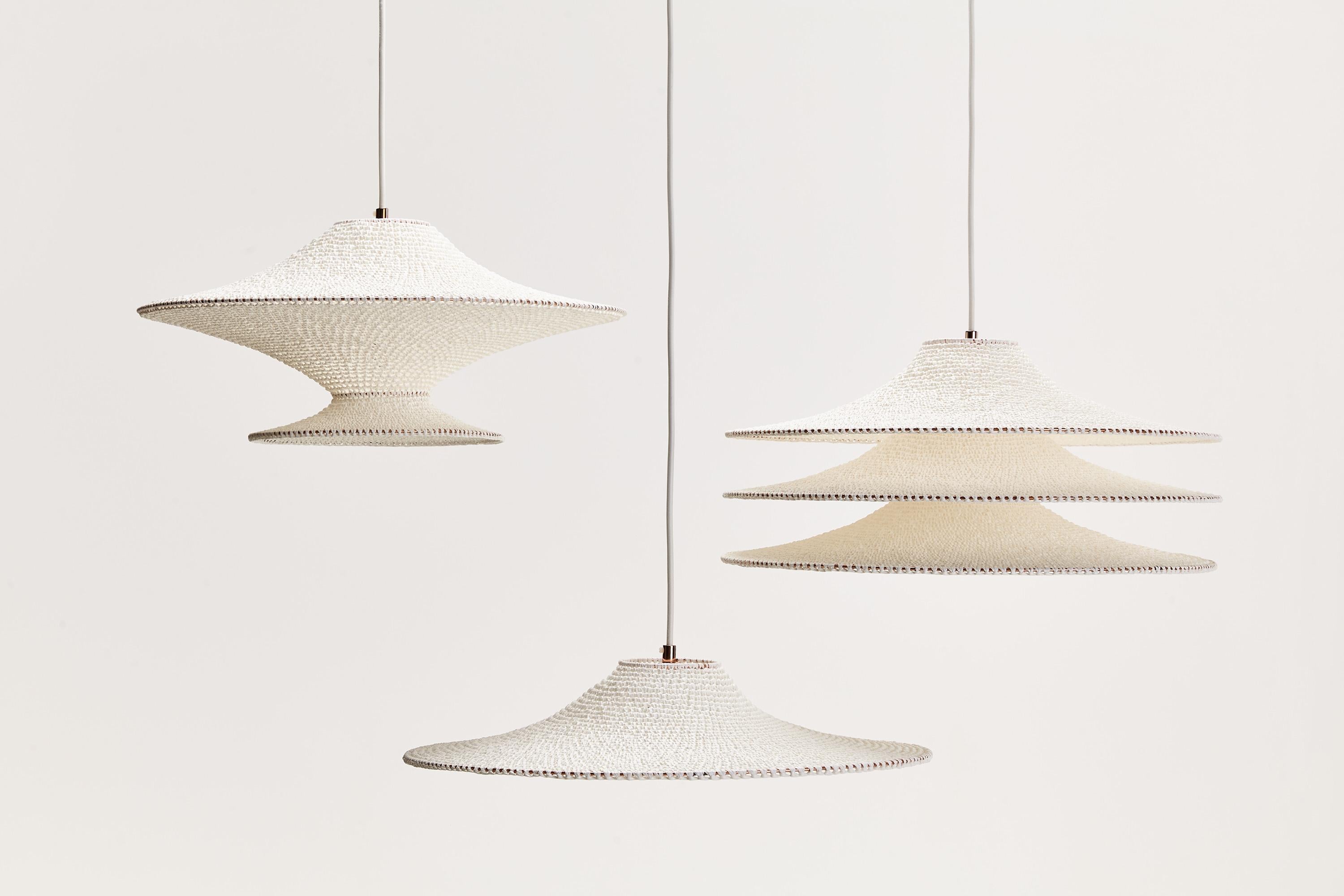 British BAMBOO JUPE Pendant Light Ø60cm/23.6in, Hand Crocheted in Bamboo Paper