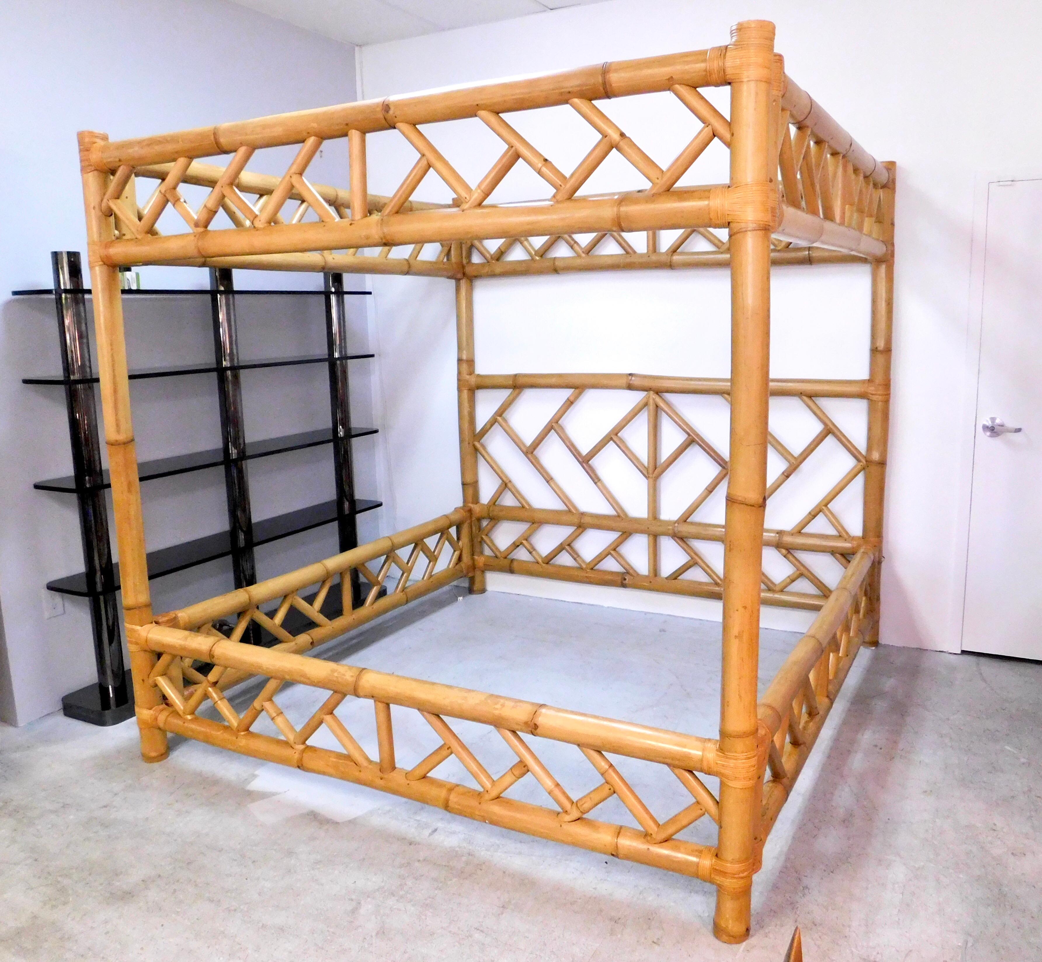 Spectacular vintage bamboo bed. The elements are chunky and the design is timeless.
Room inside is 80