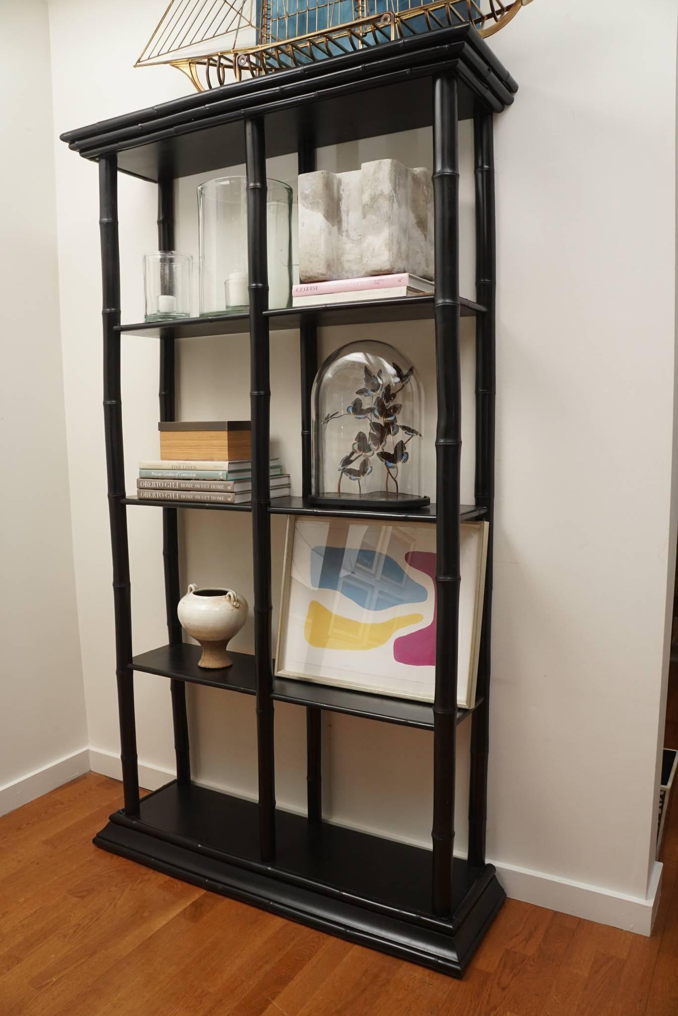 Contemporary Bamboo Lacquered Bookcase For Sale