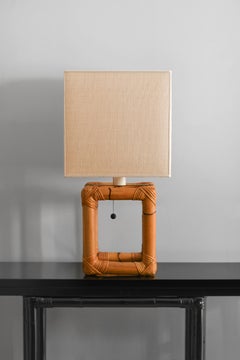 Bamboo lamp from 1980s complete with fabric lampshade.