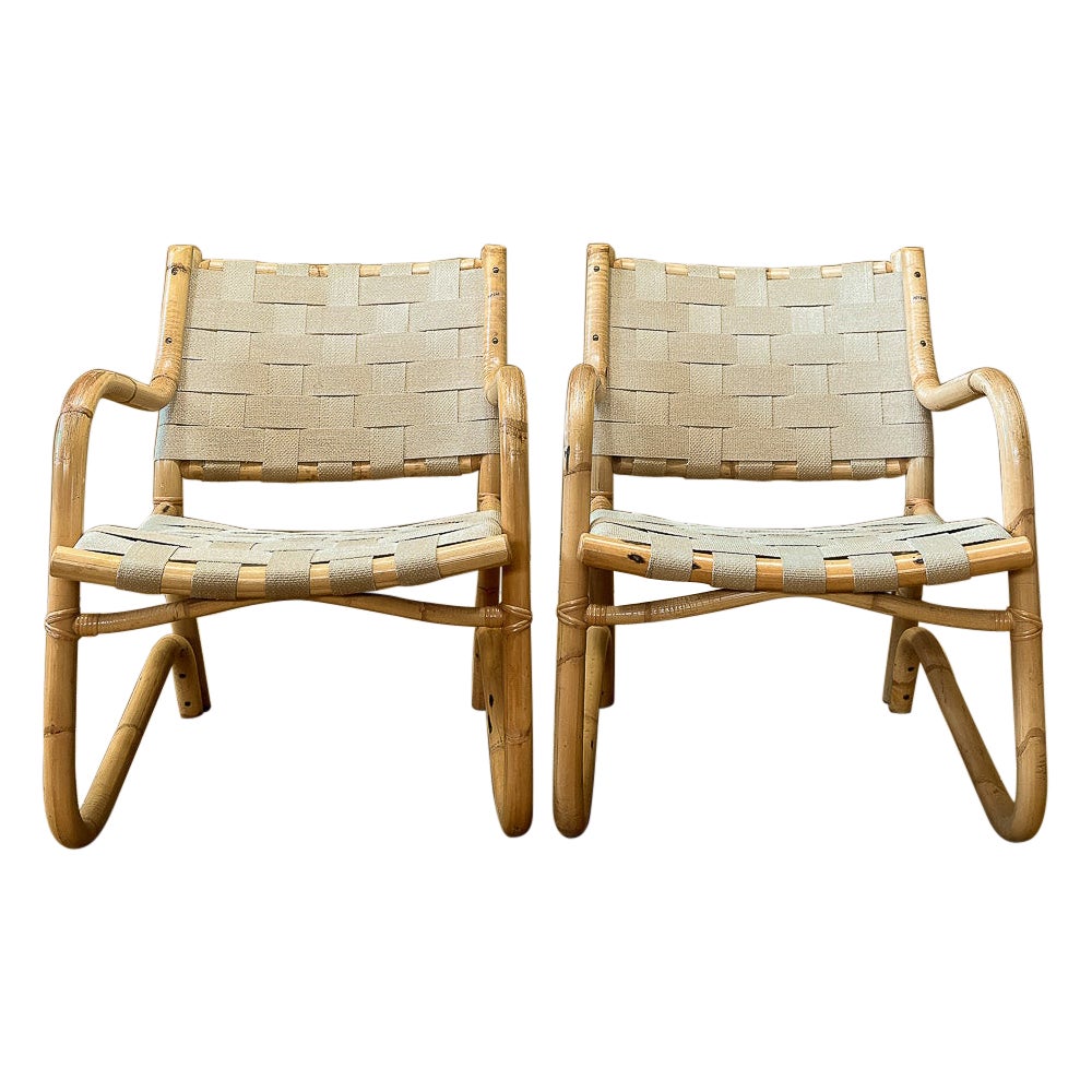 Chaise singulière en treillis de bambou en vente