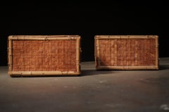 Japanese Woven Bamboo Chest with Two-Tone Finish, 19th Century