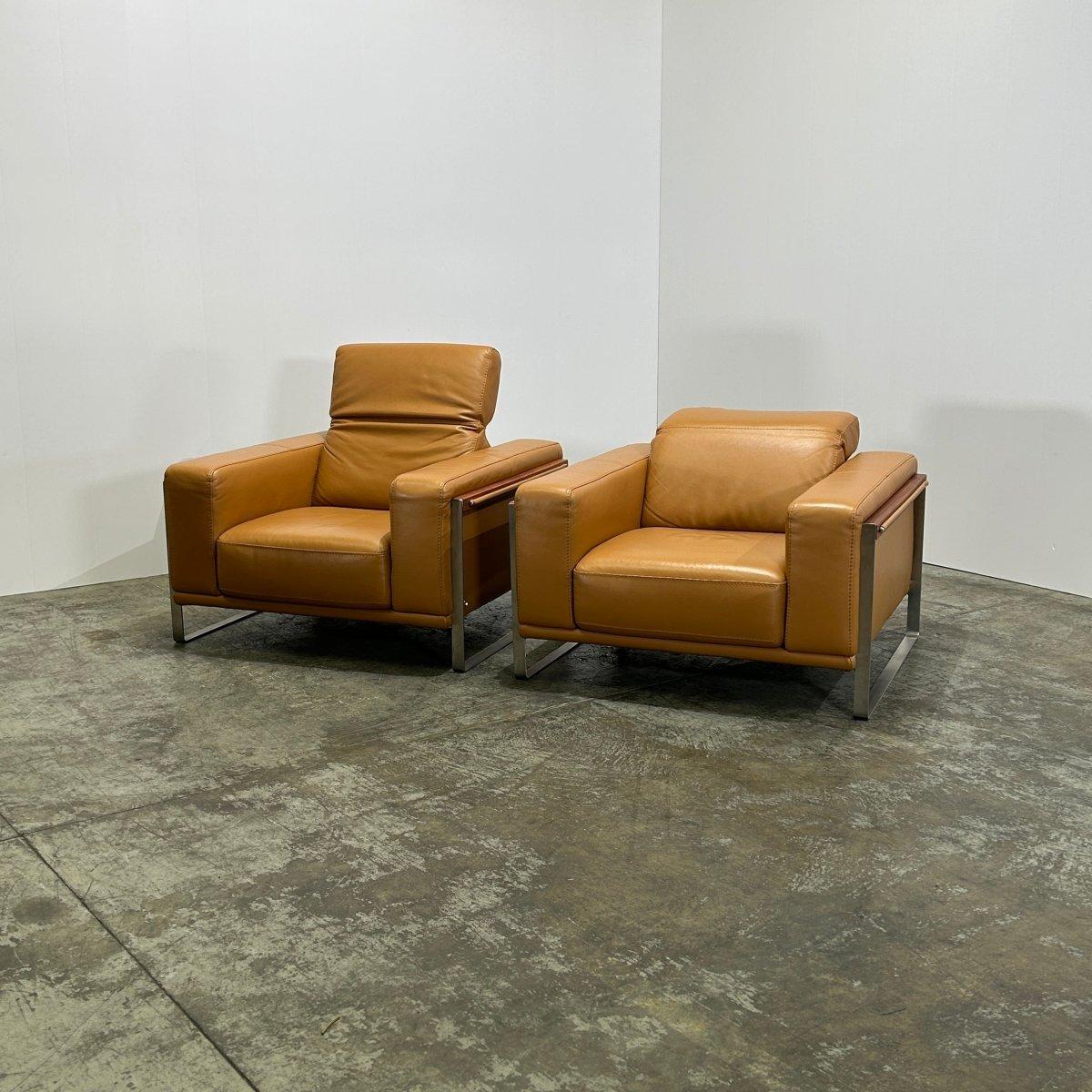 Bamboo Leather Armchair by Nicoletti, Set of Two in vendita 3