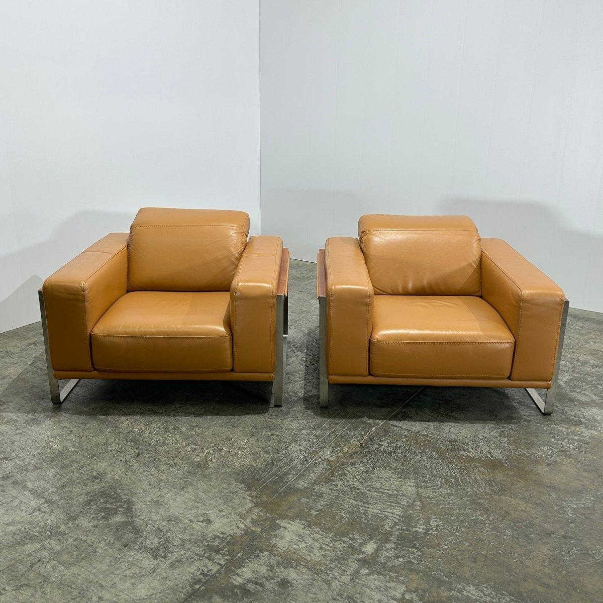 Bamboo Leather Armchair by Nicoletti, Set of Two in vendita 4