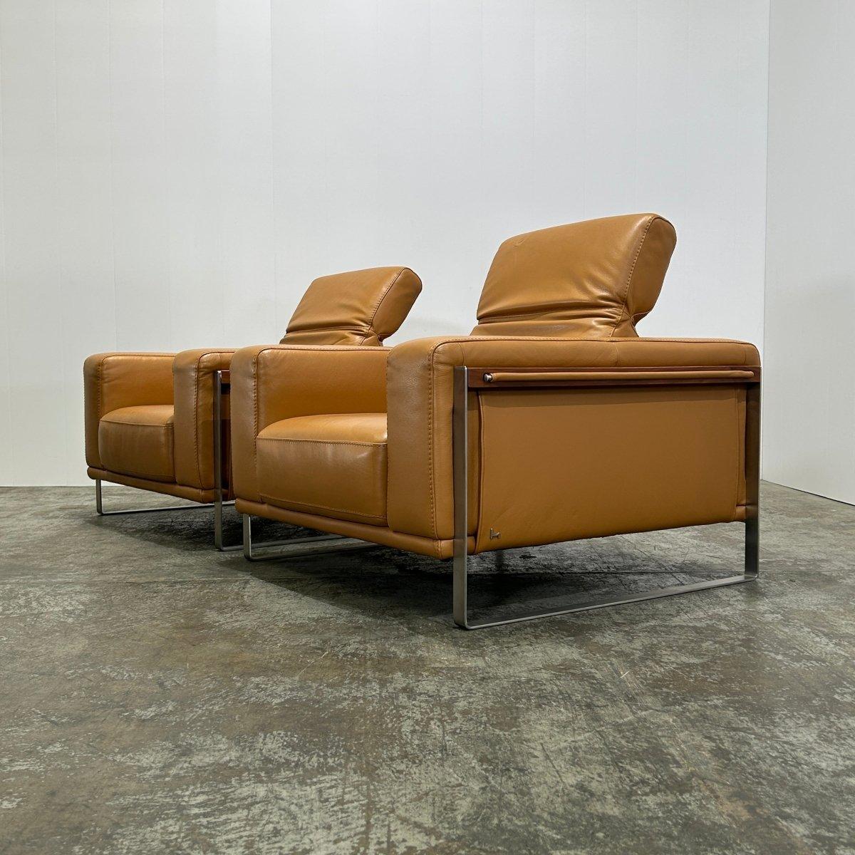 Bamboo Leather Armchair by Nicoletti, Set of Two In condizioni buone in vendita a Basildon, London
