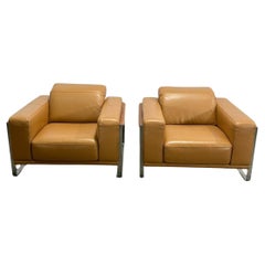 Bamboo Leather Armchair by Nicoletti, Set of Two