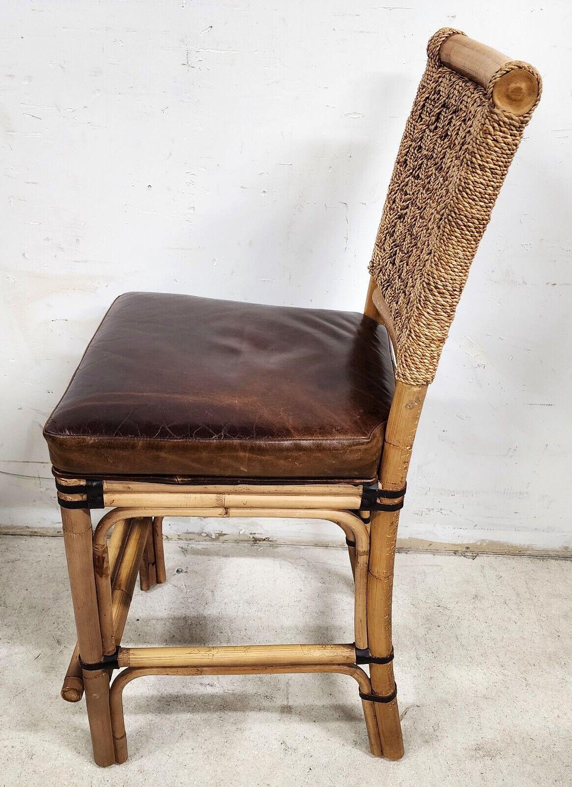 Mid-Century Modern Bamboo Leather Counter Stool by PALECEK For Sale