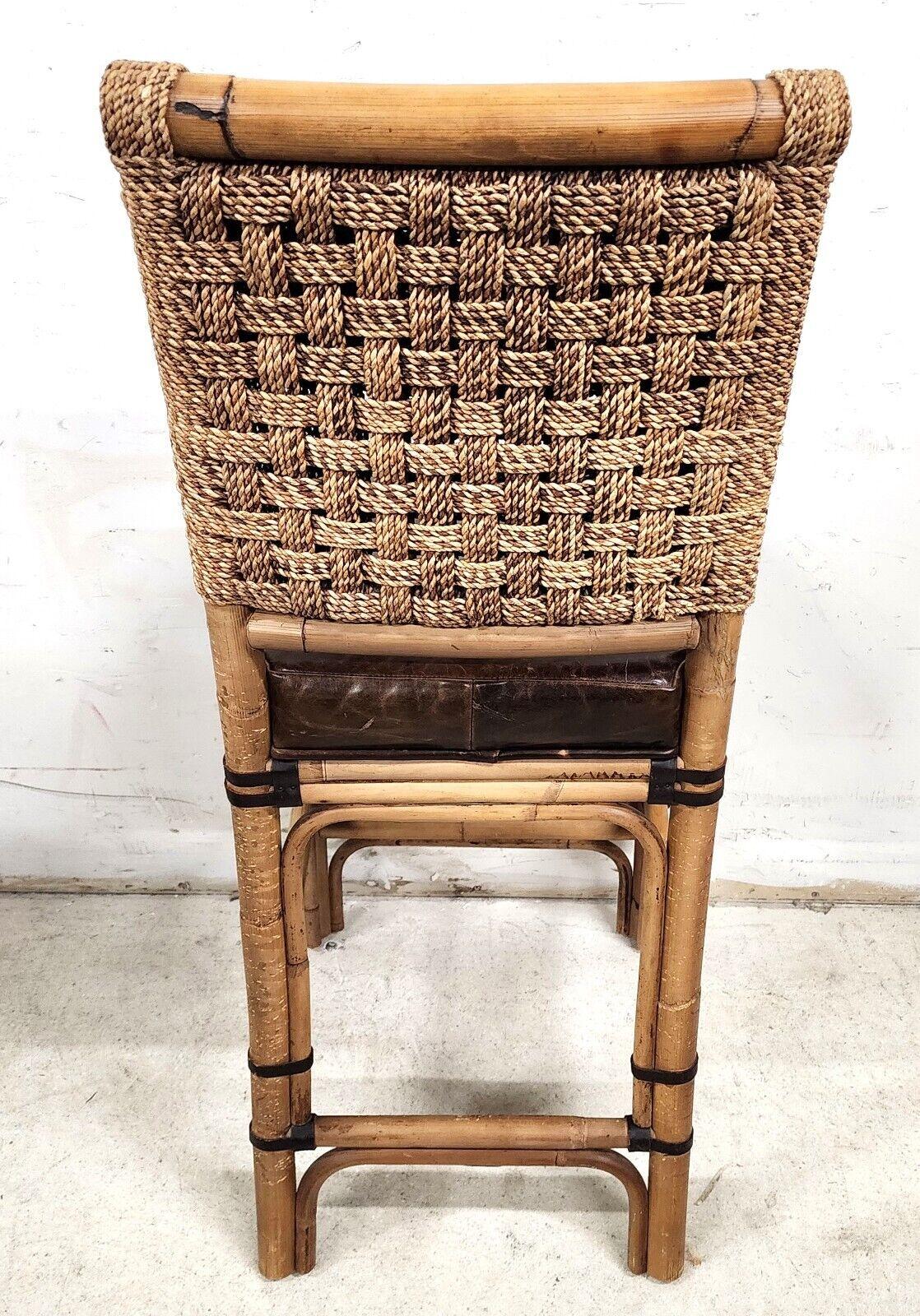 Bamboo Leather Counter Stool by PALECEK In Good Condition For Sale In Lake Worth, FL