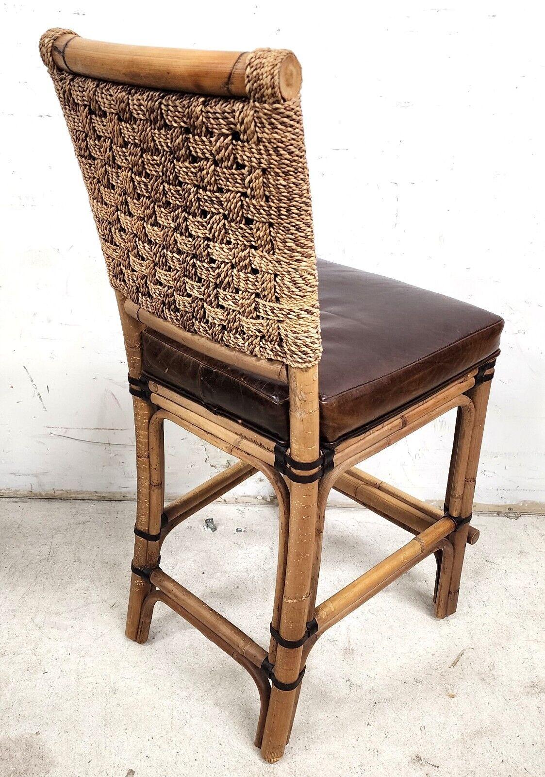 Bamboo Leather Counter Stool by PALECEK For Sale 3