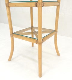 Bamboo & Leather Figural 13" Square Profile Dome Shape Etagere MINT