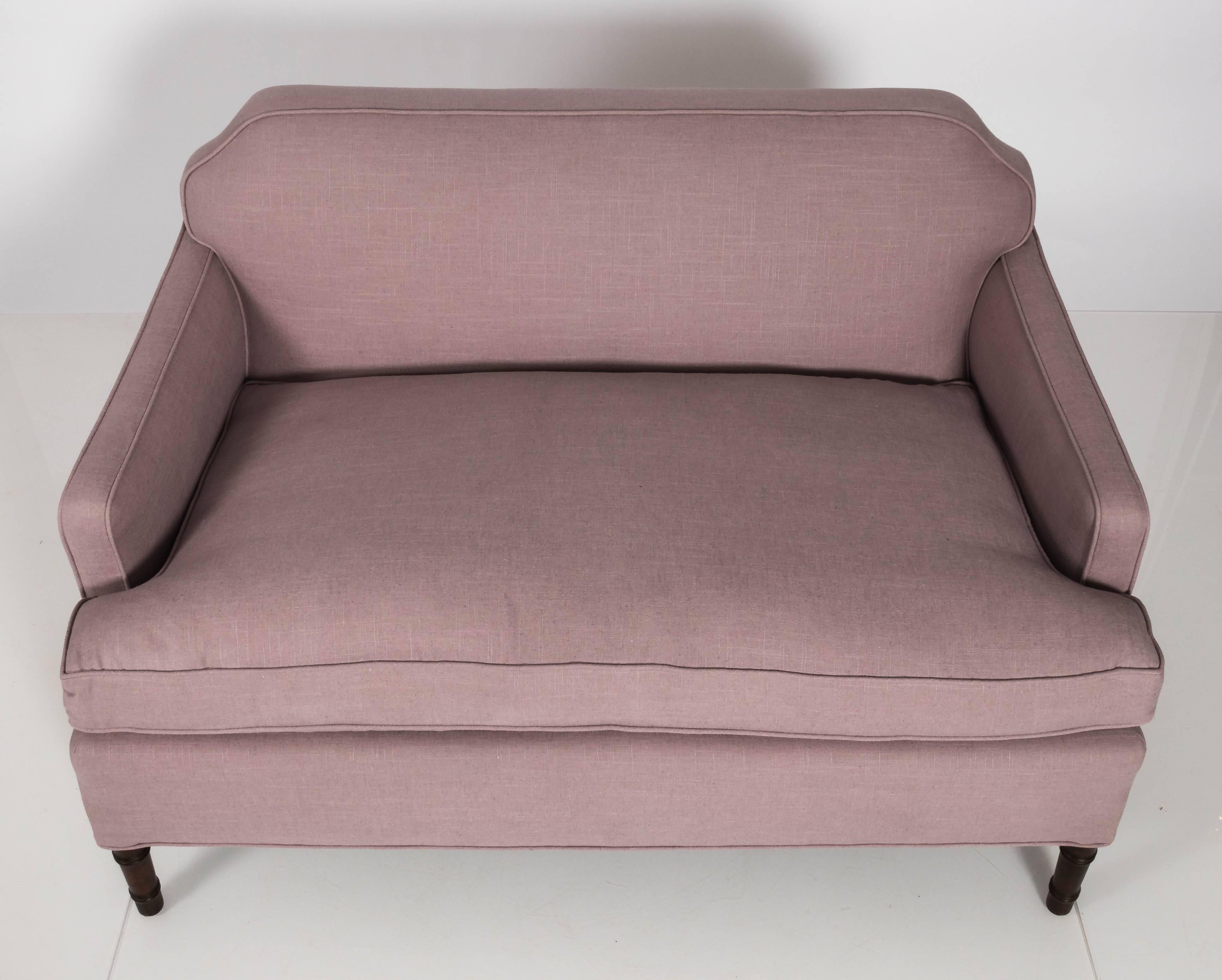 Chinoiserie Bamboo Leg Newly Upholstered Small Sofa