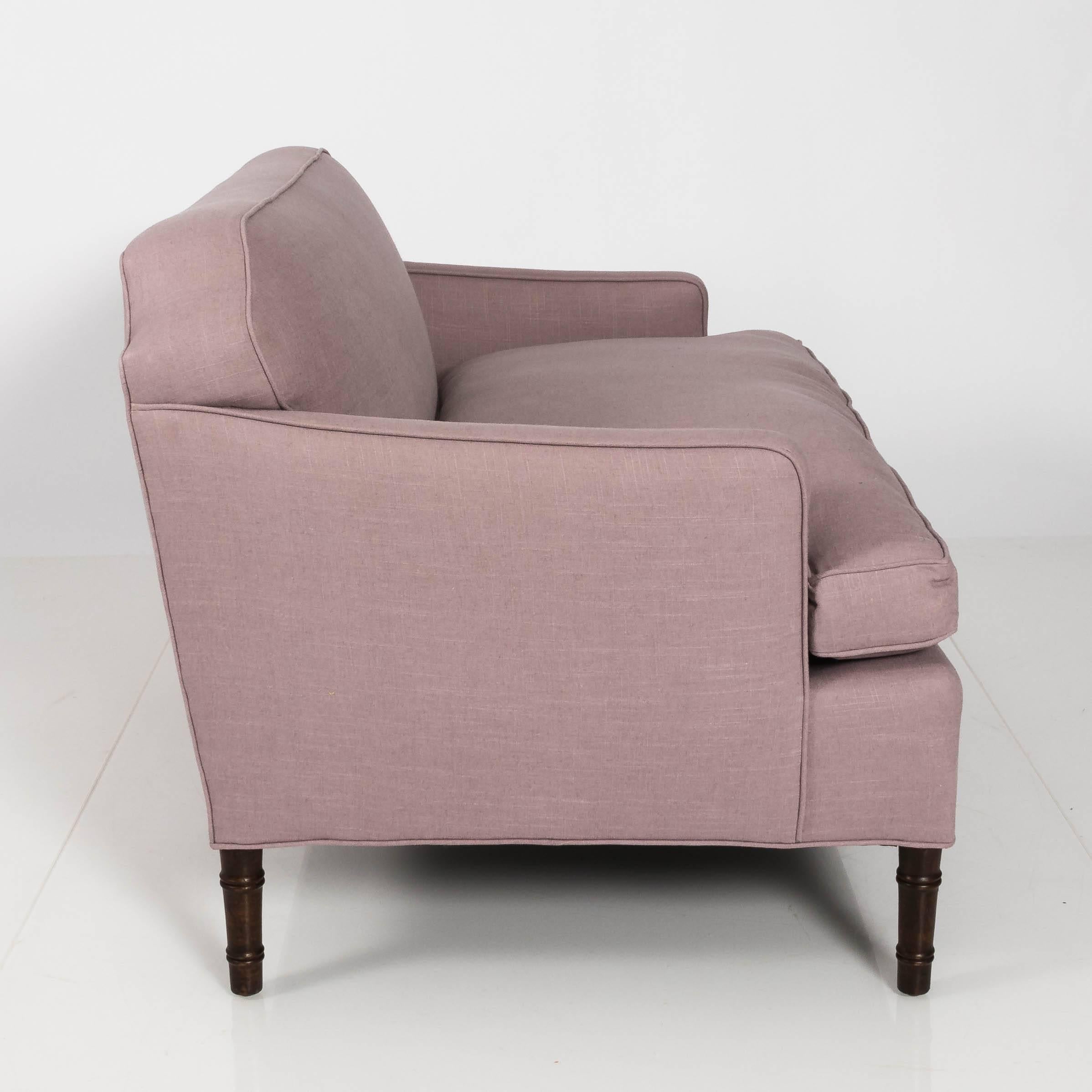 American Bamboo Leg Newly Upholstered Small Sofa
