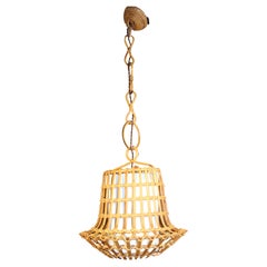 Bamboo & Linen Pendant Light, Italy, 1960s