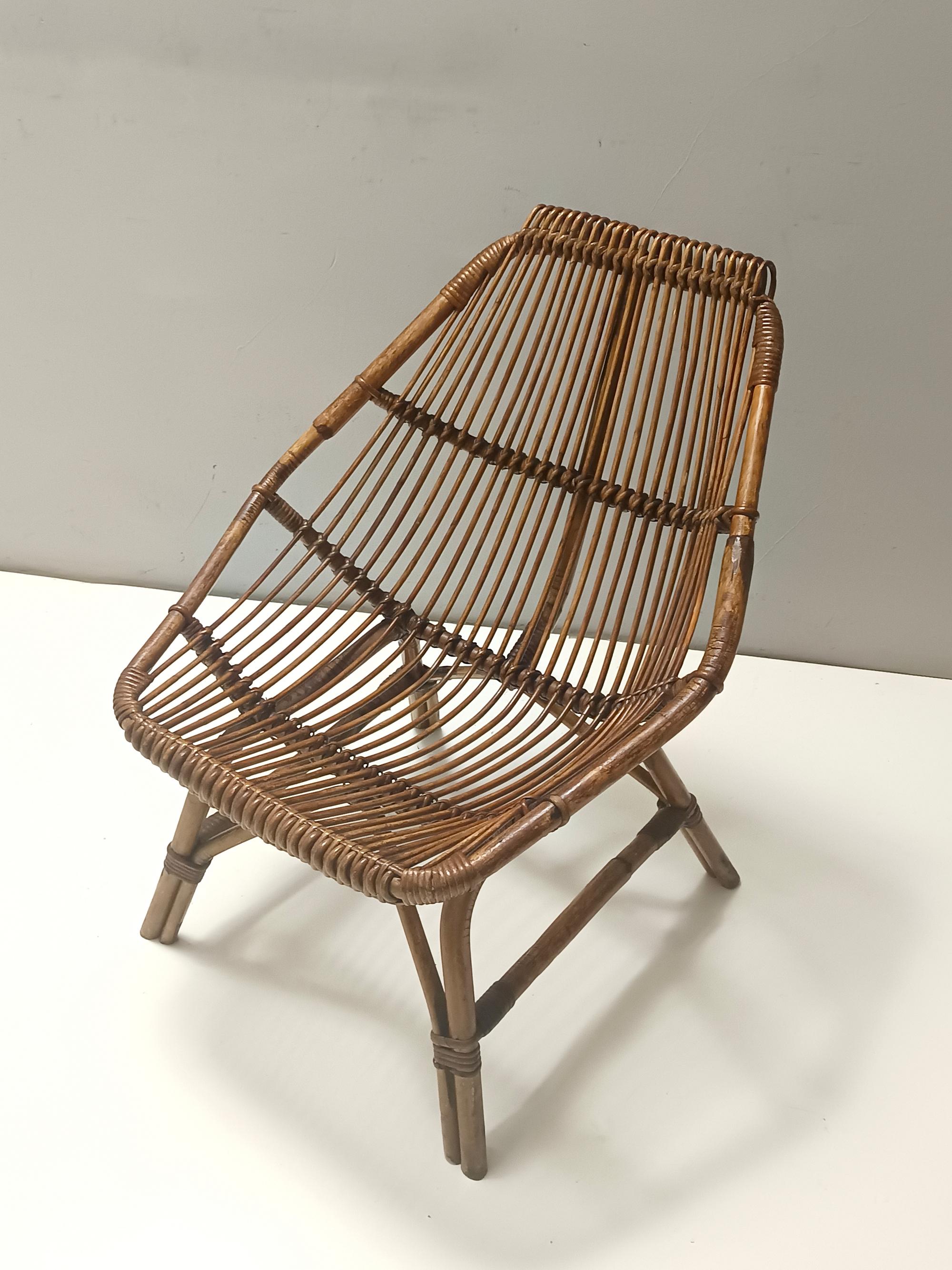 Mid-Century Modern Bamboo Lounge Chair Attr. to Bonacina For Sale