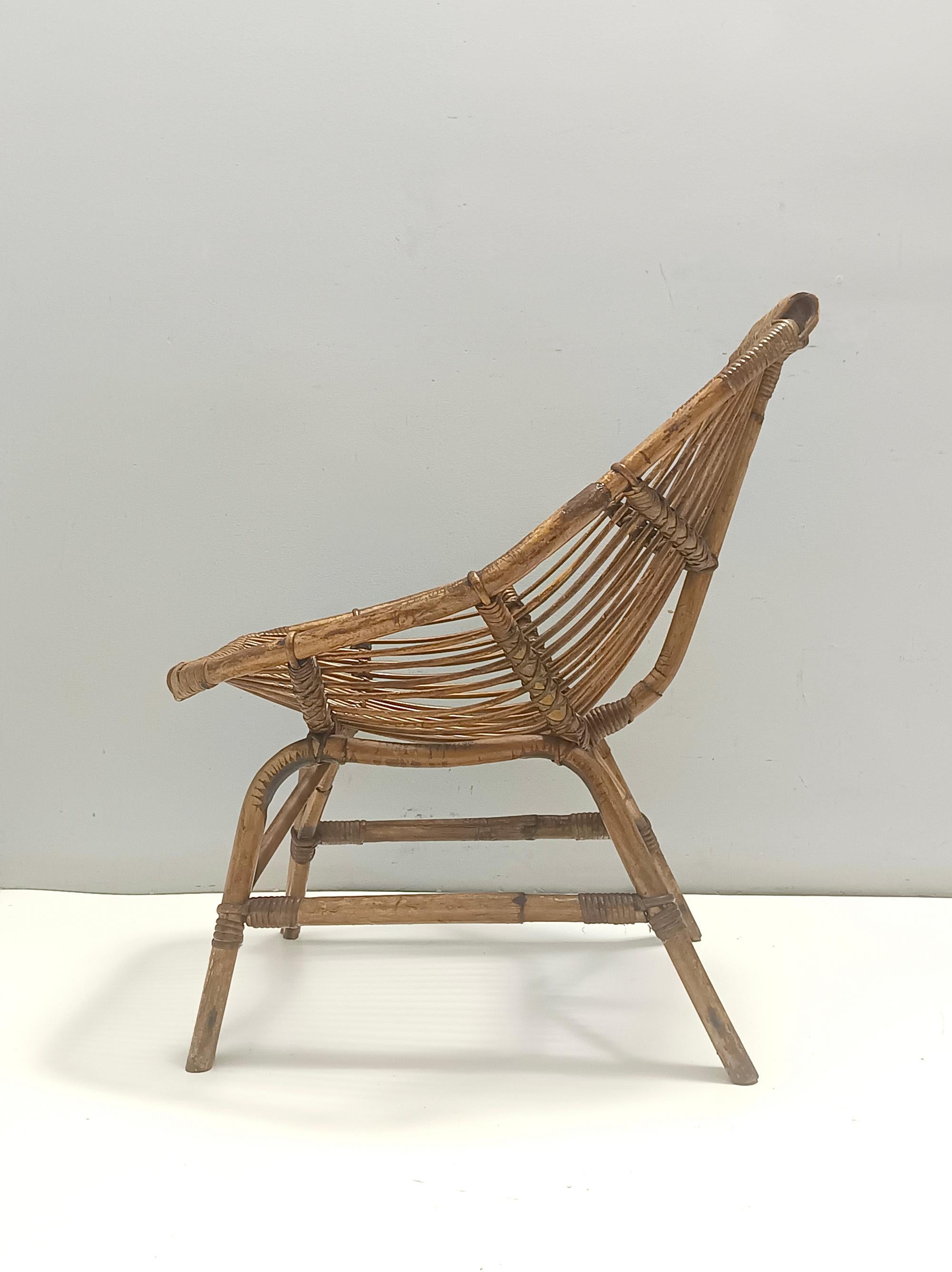 Italian Bamboo Lounge Chair Attr. to Bonacina For Sale