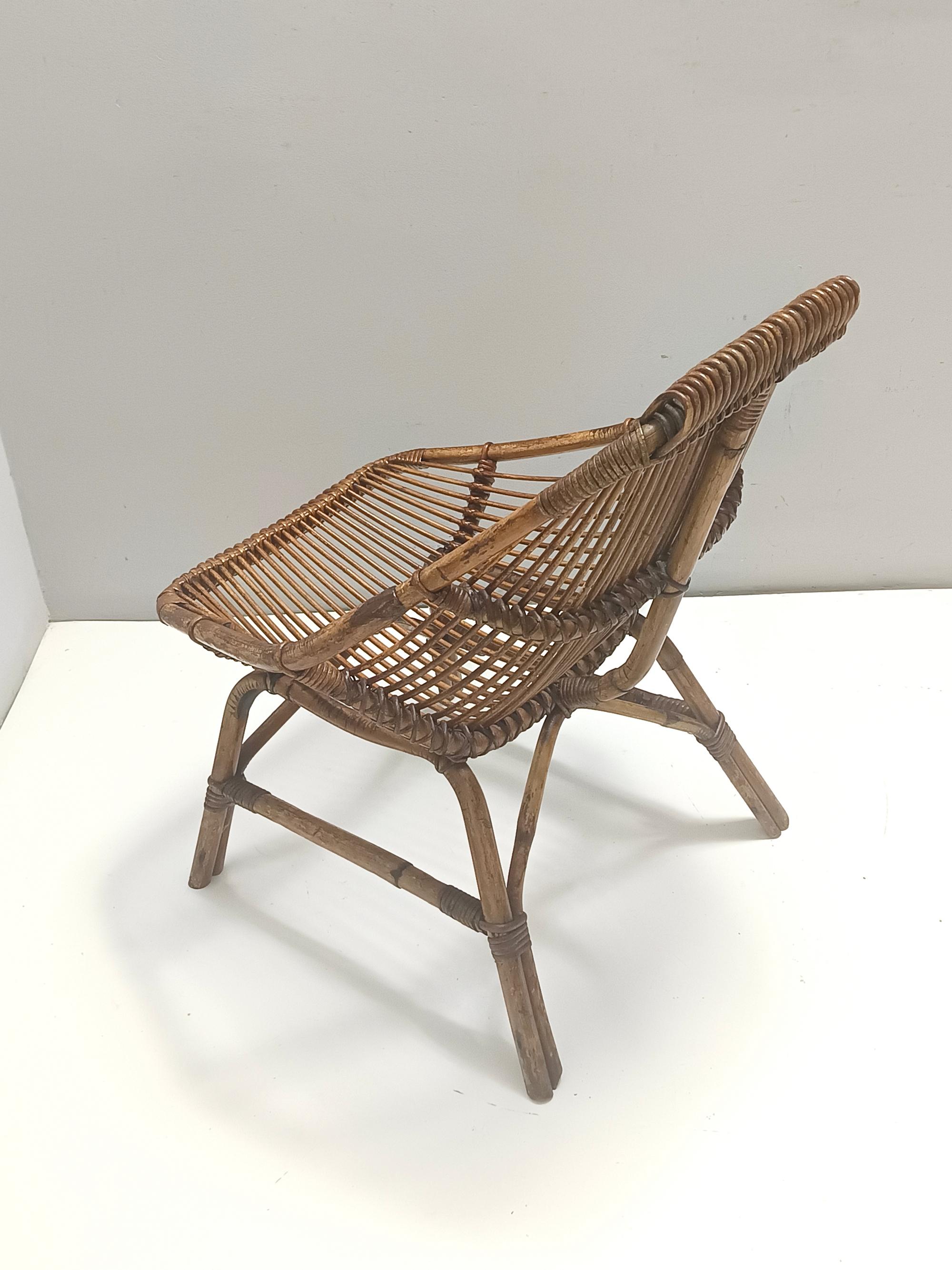 Bamboo Lounge Chair Attr. to Bonacina In Excellent Condition For Sale In Bresso, Lombardy