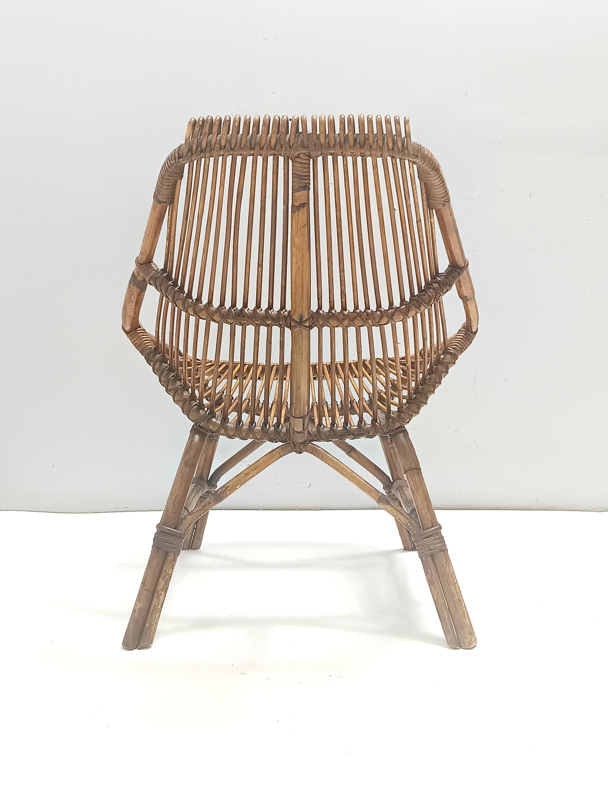 Mid-20th Century Bamboo Lounge Chair Attr. to Bonacina For Sale