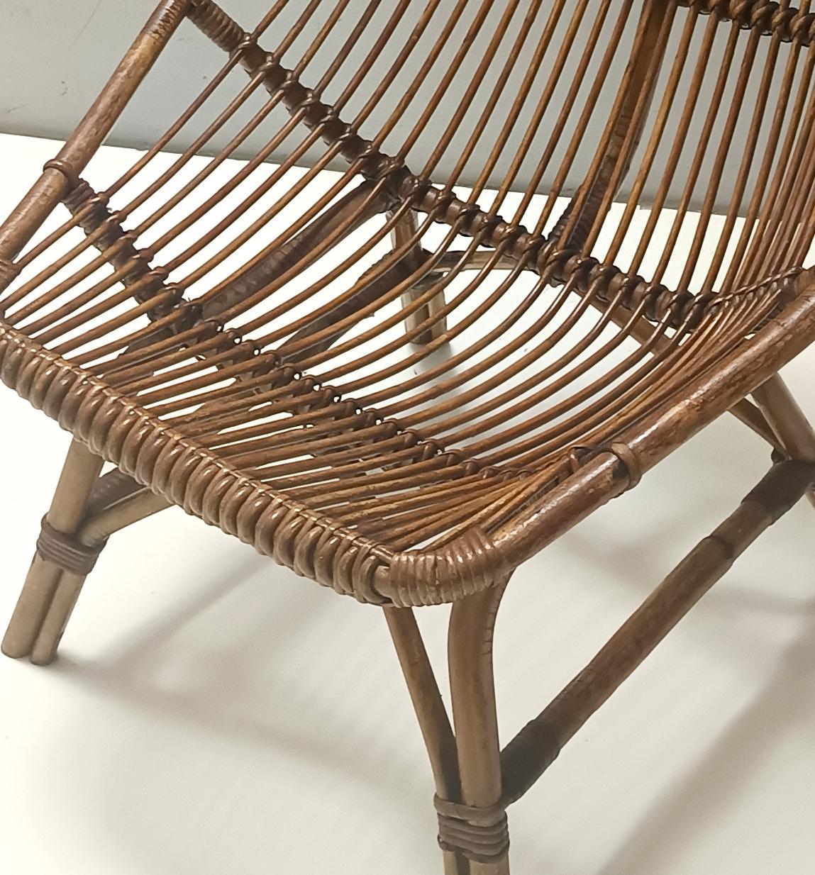 Bamboo Lounge Chair Attr. to Bonacina For Sale 2