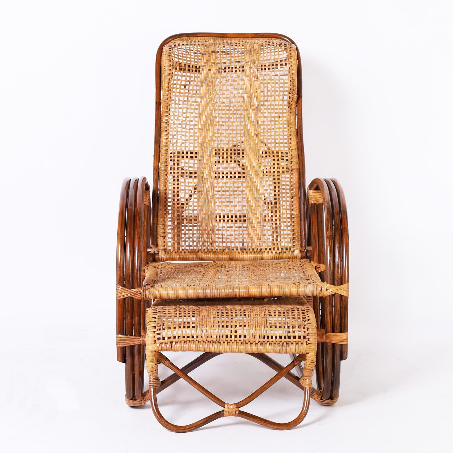 British Colonial Bamboo Lounge Chair For Sale