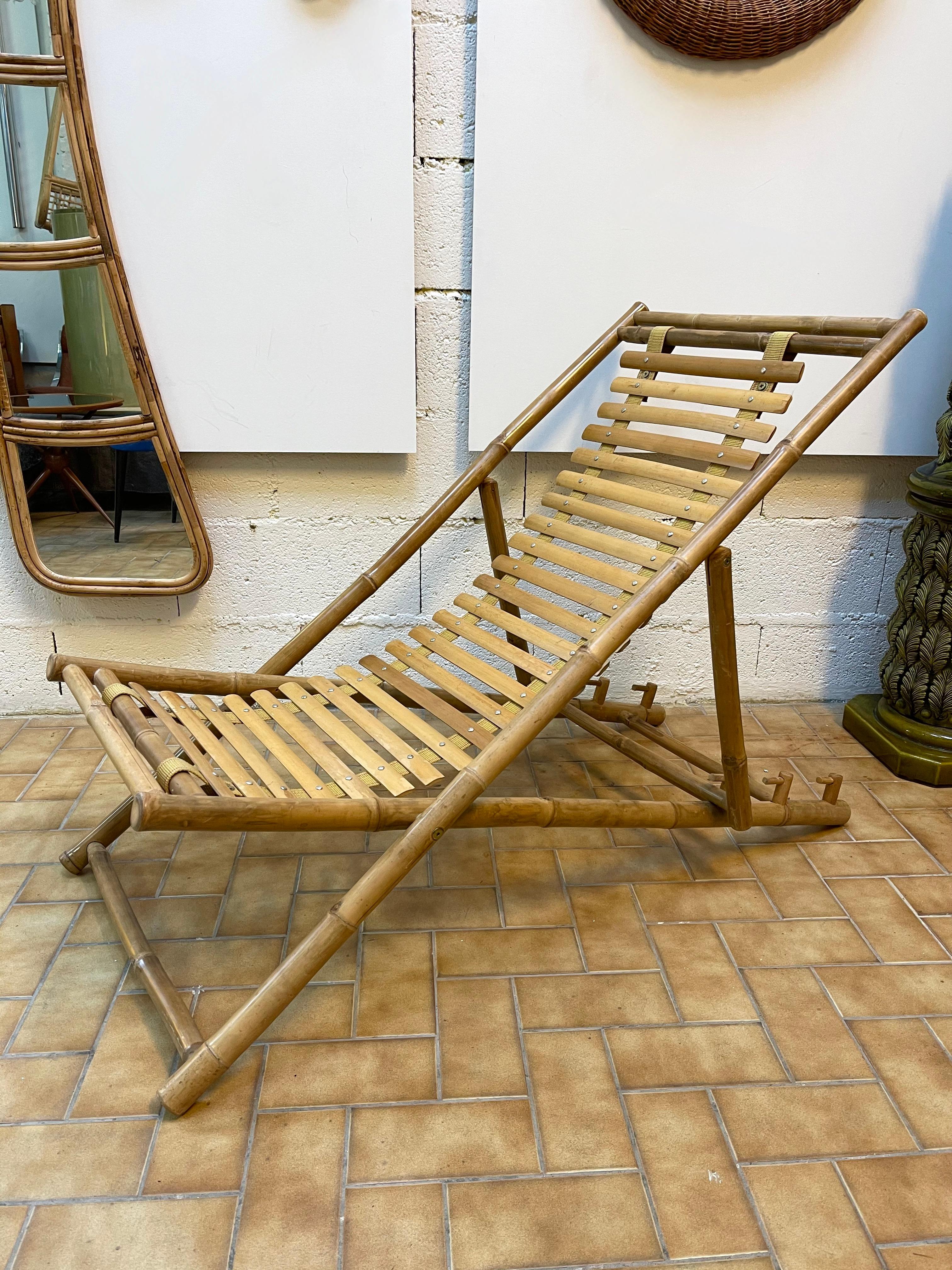 Bamboo Lounge Chair, Italy, 1980s For Sale 5