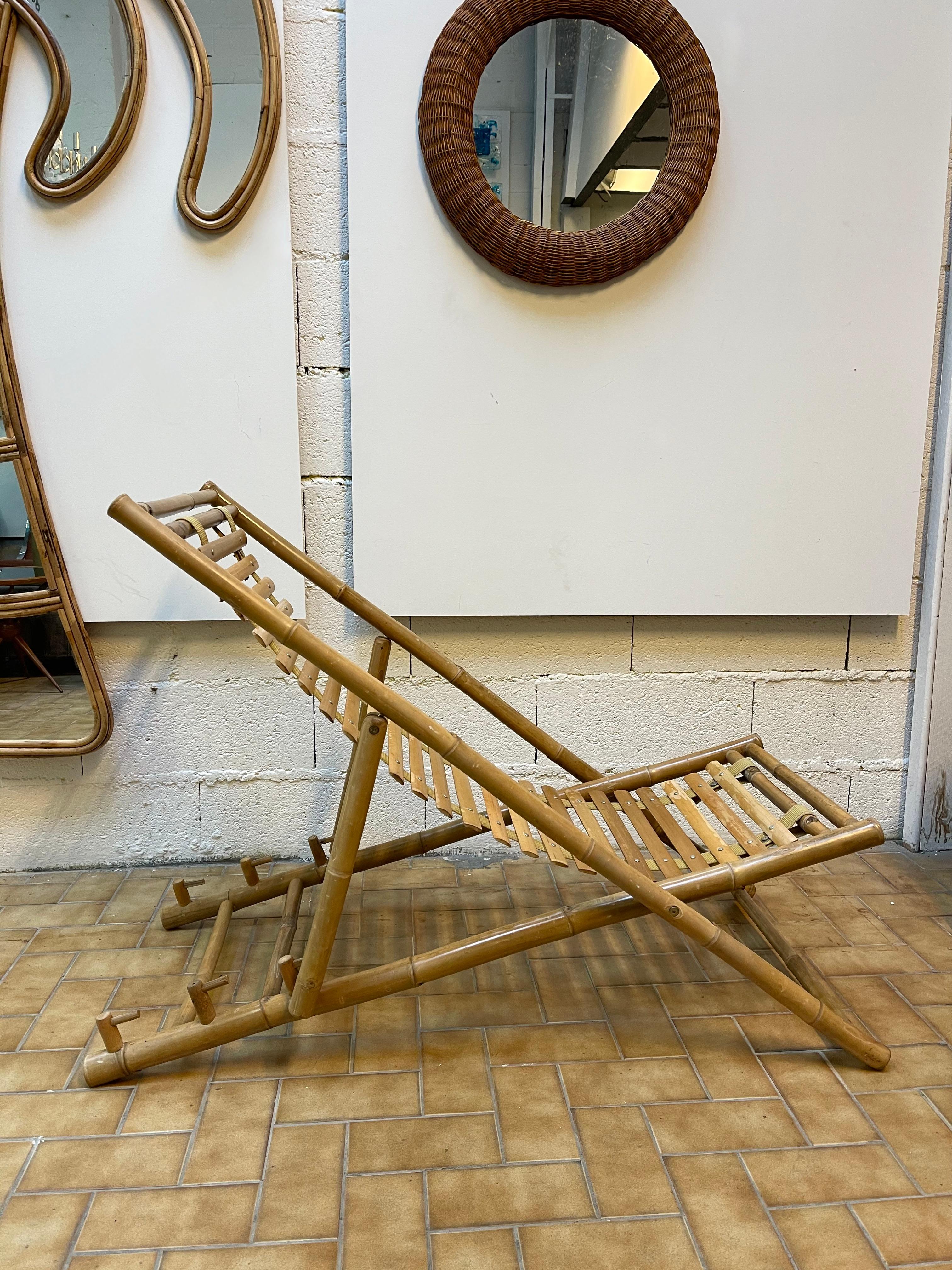 Bamboo Lounge Chair, Italy, 1980s For Sale 6