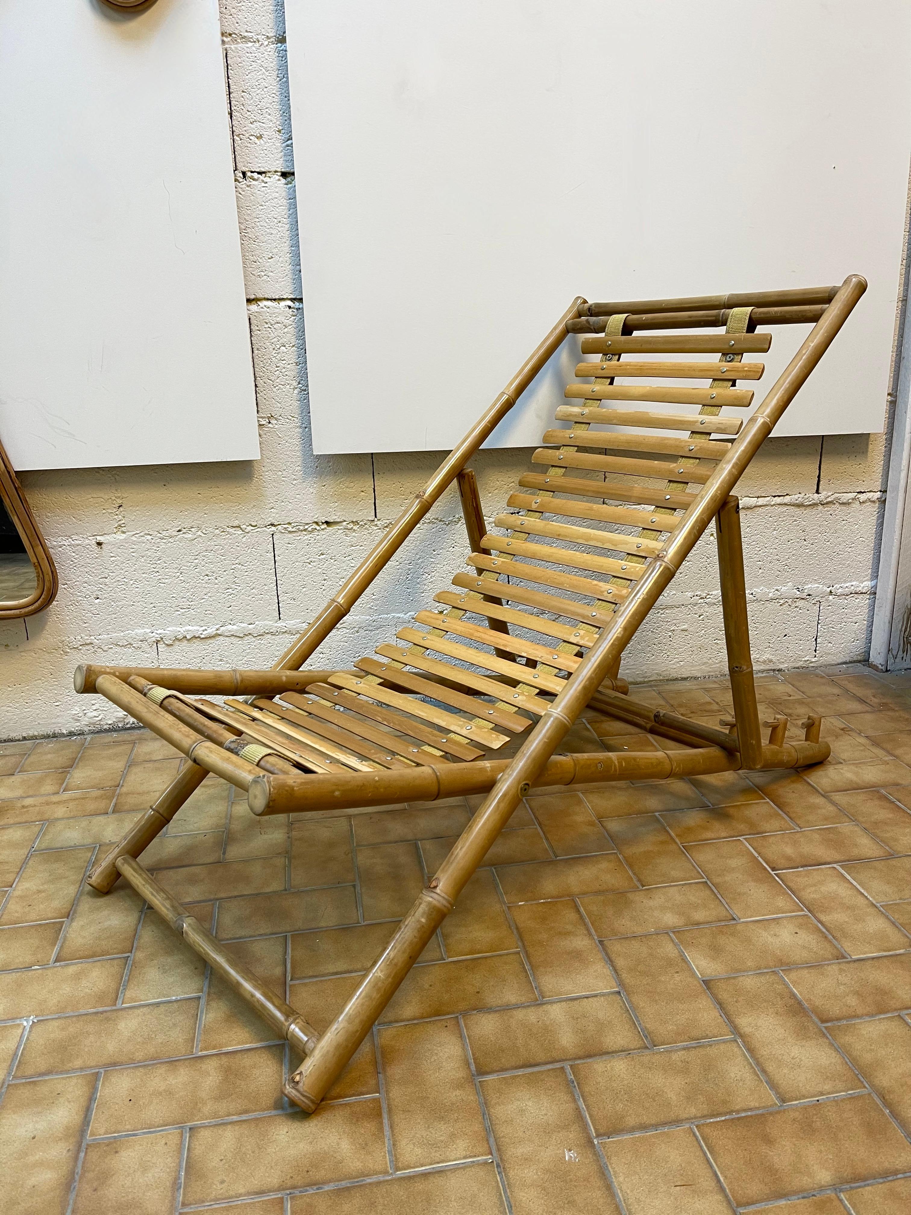 Bamboo Lounge Chair, Italy, 1980s For Sale 7