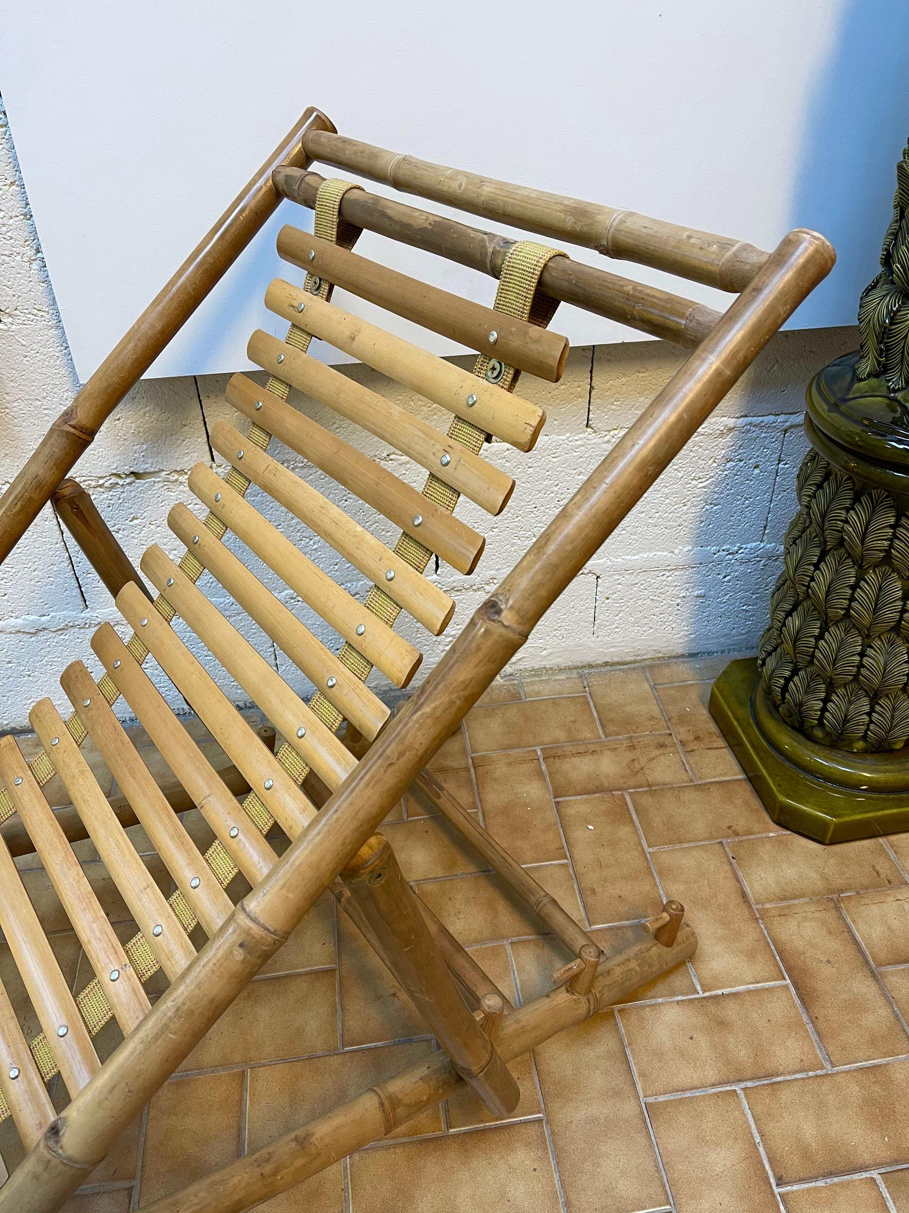 Italian Bamboo Lounge Chair, Italy, 1980s For Sale