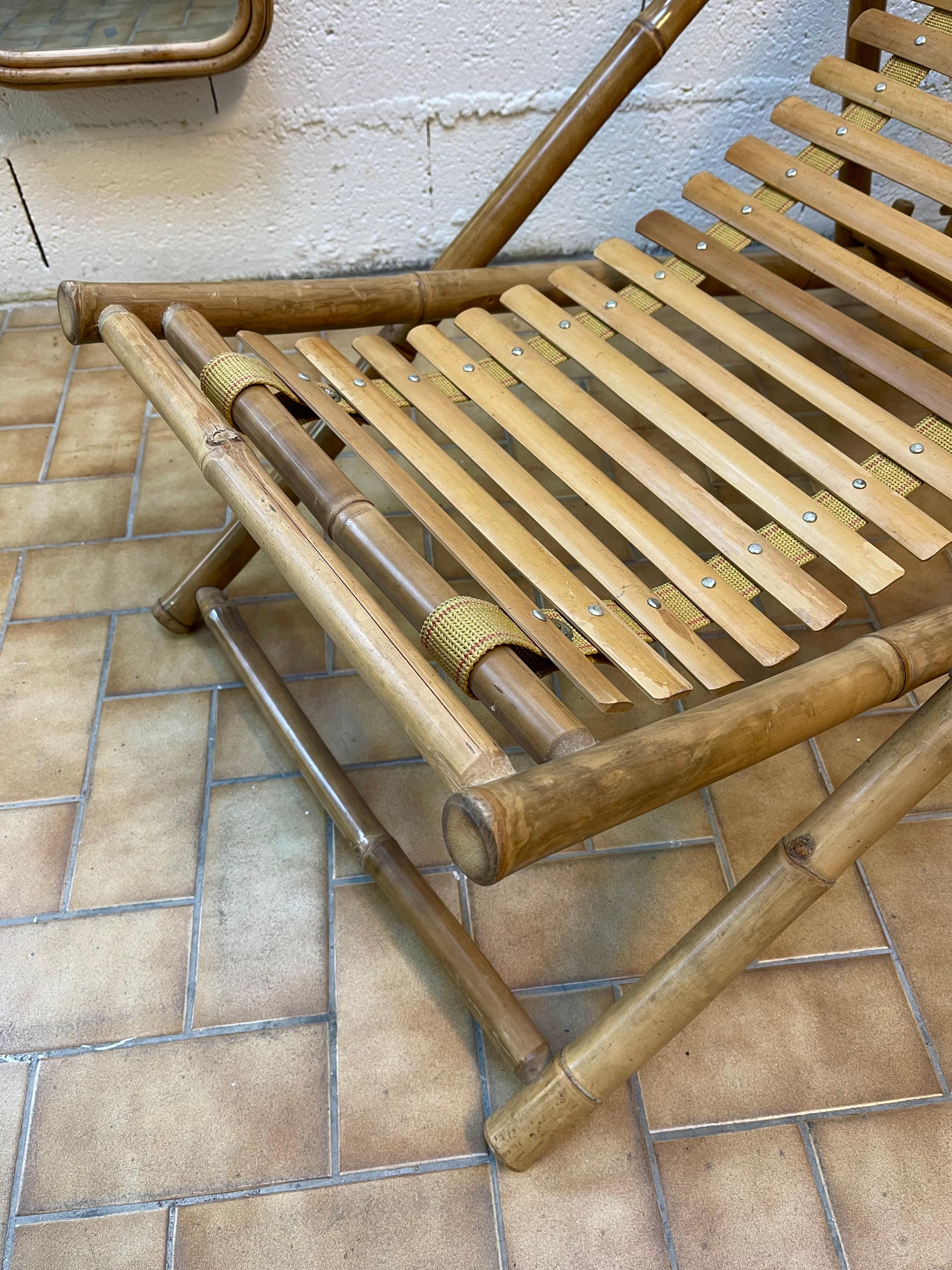 Bamboo Lounge Chair, Italy, 1980s In Good Condition For Sale In SAINT-OUEN, FR