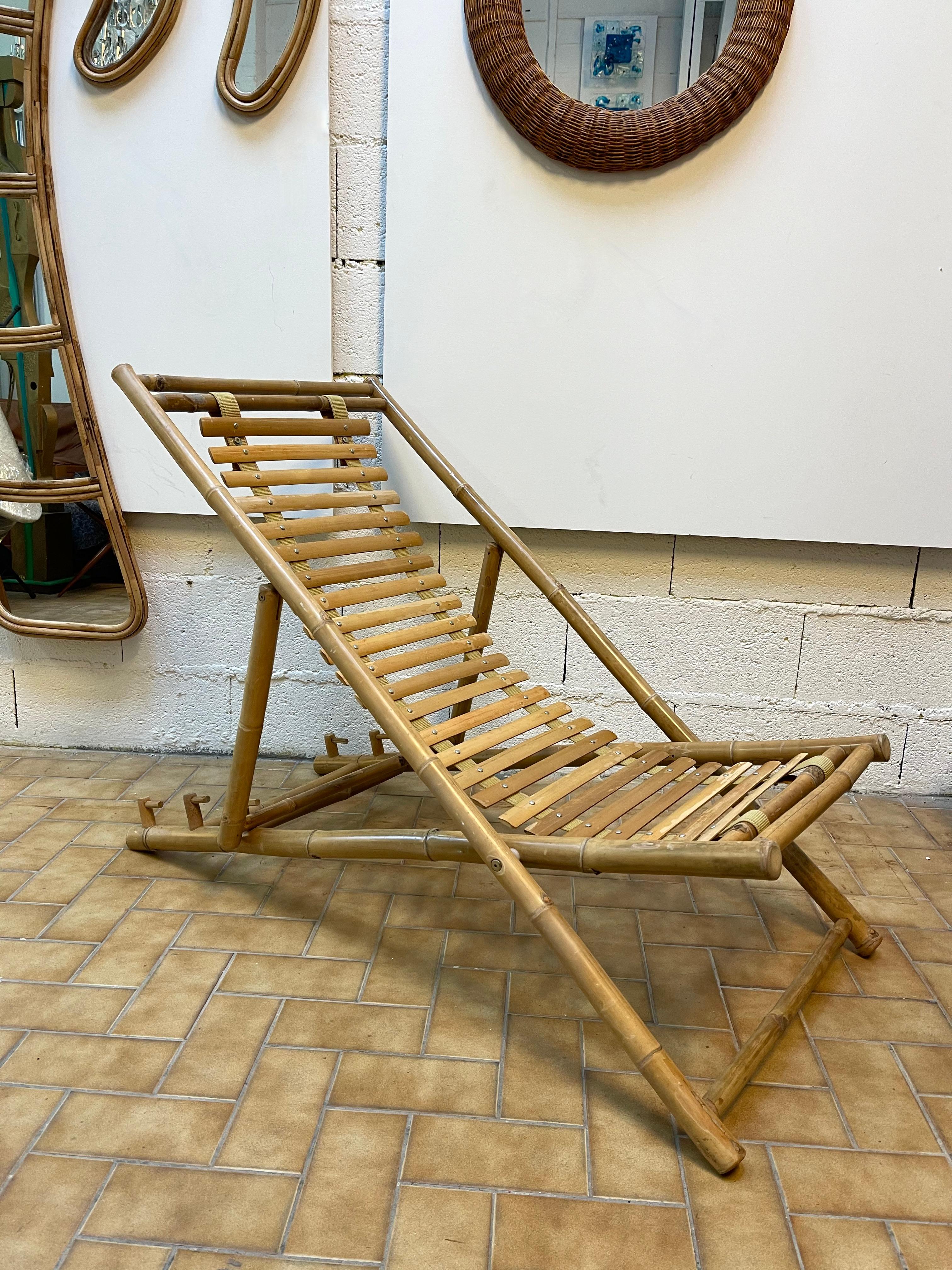 Bamboo Lounge Chair, Italy, 1980s For Sale 2