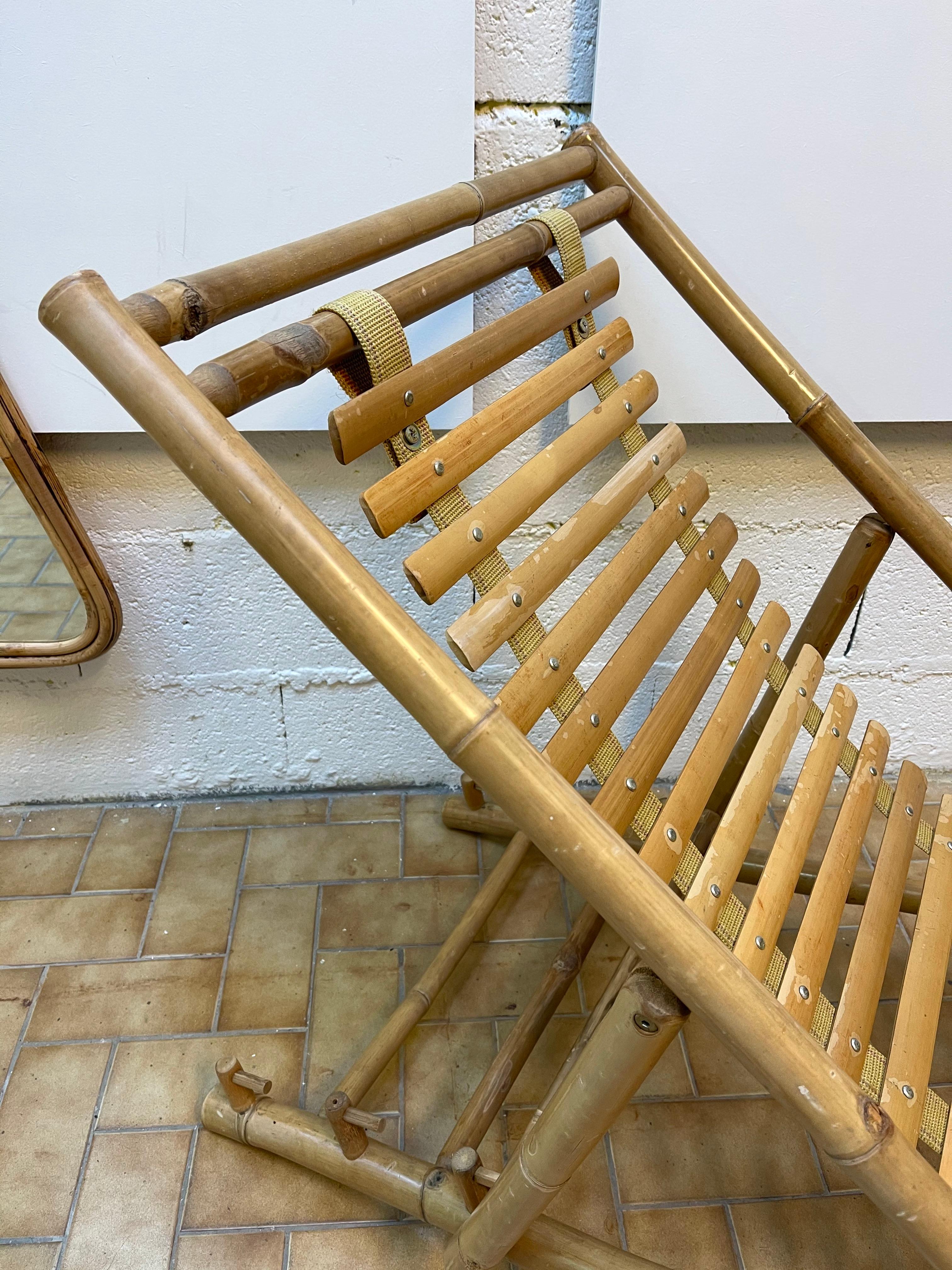 Bamboo Lounge Chair, Italy, 1980s For Sale 3