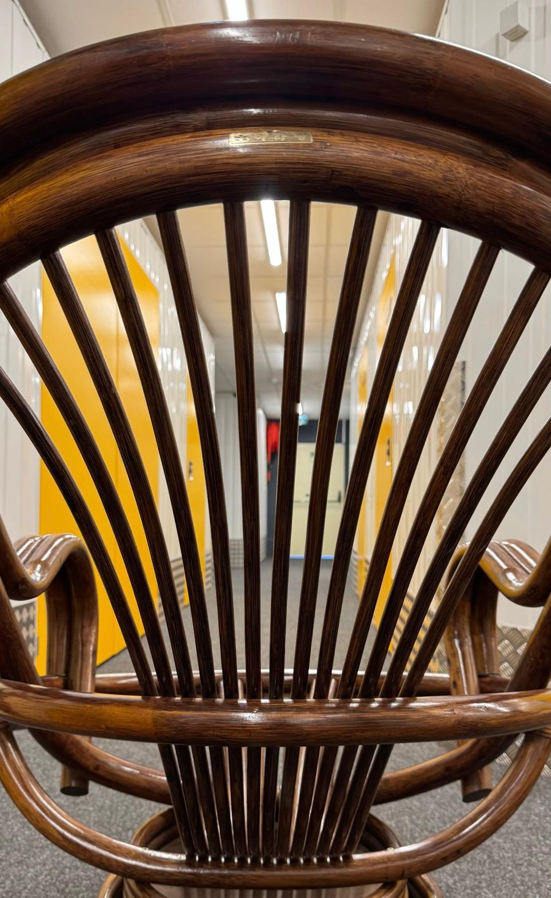 Bamboo Swivel Lounge Chair – Mid-Century Modern Rattan, 1970s 4