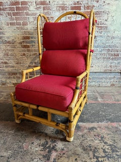 Bamboo Lounge Chair with Ottoman and Wingbacks
