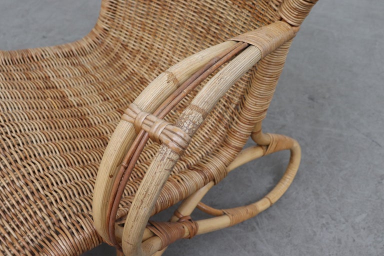 Bamboo Lounge Chair with Woven Seating at 1stDibs