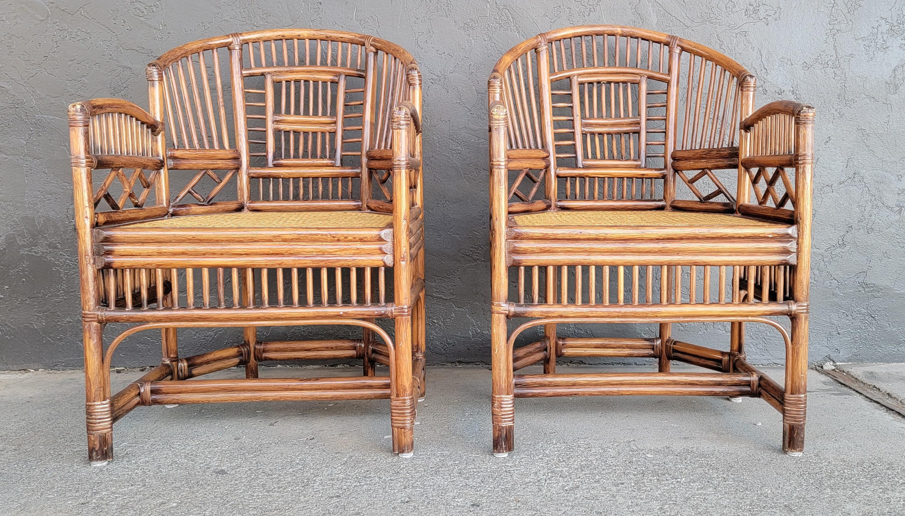Organic Modern Bamboo Lounge Chairs with Cane Seats