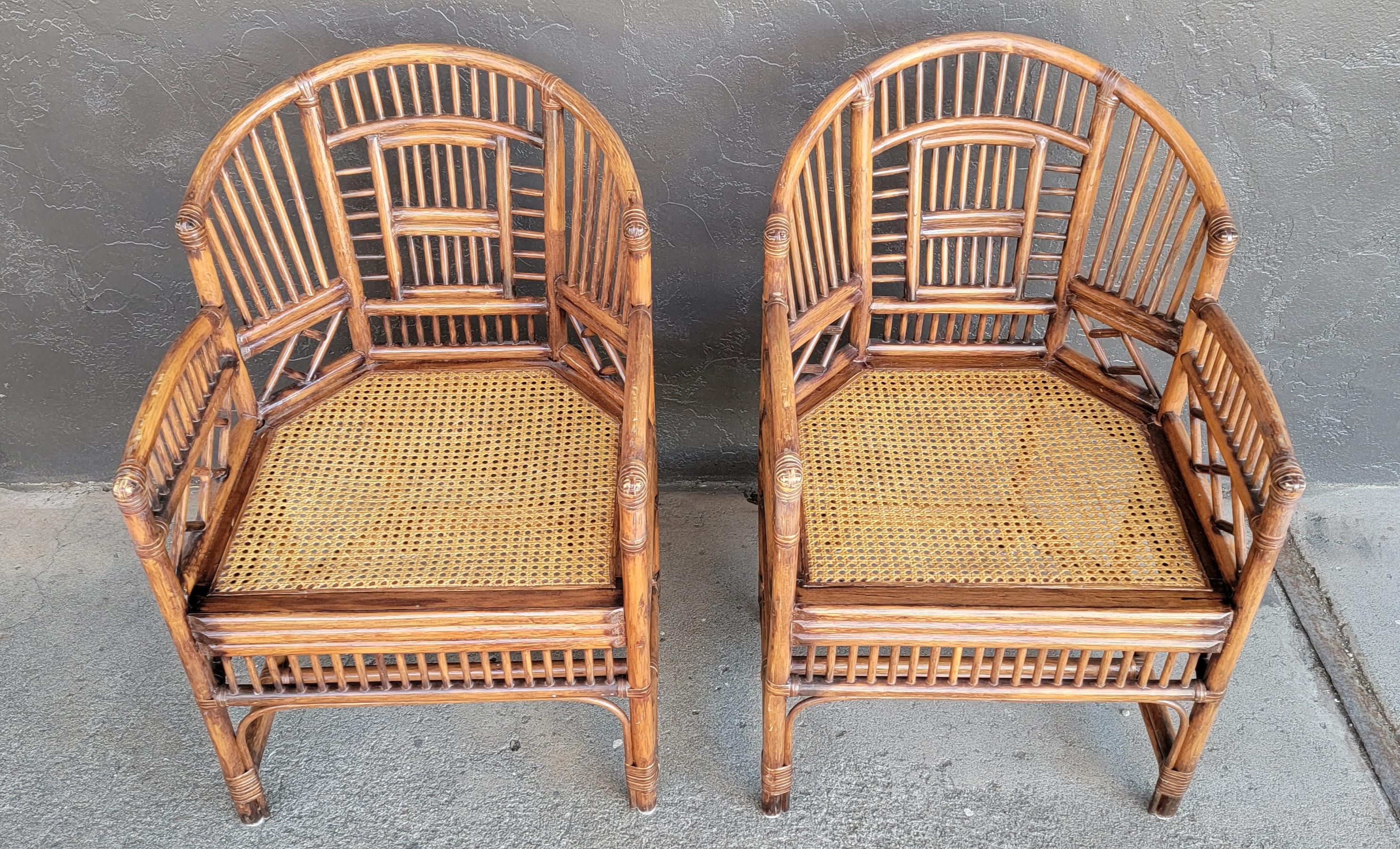Bamboo Lounge Chairs with Cane Seats In Good Condition In Fulton, CA
