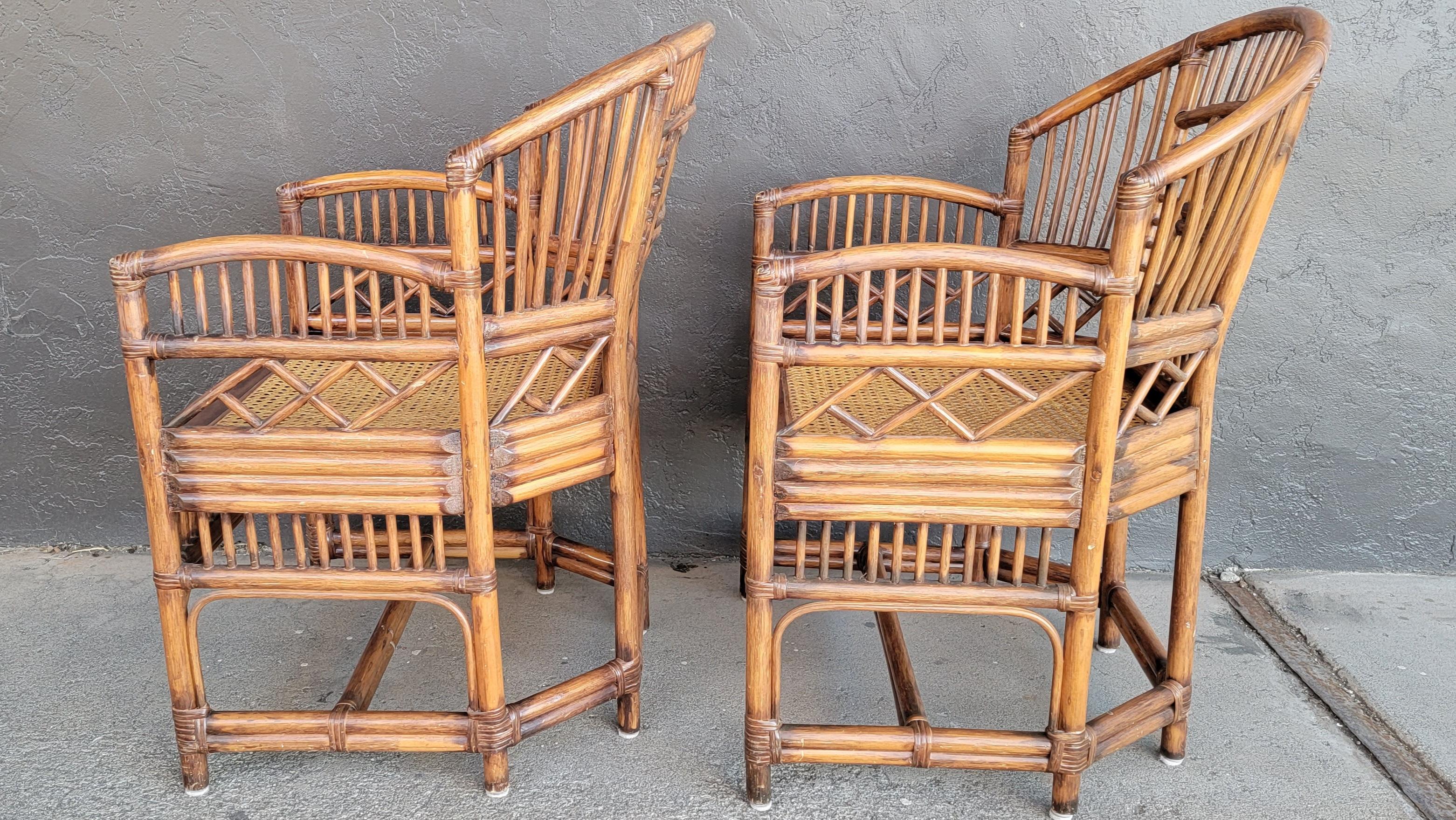 20th Century Bamboo Lounge Chairs with Cane Seats